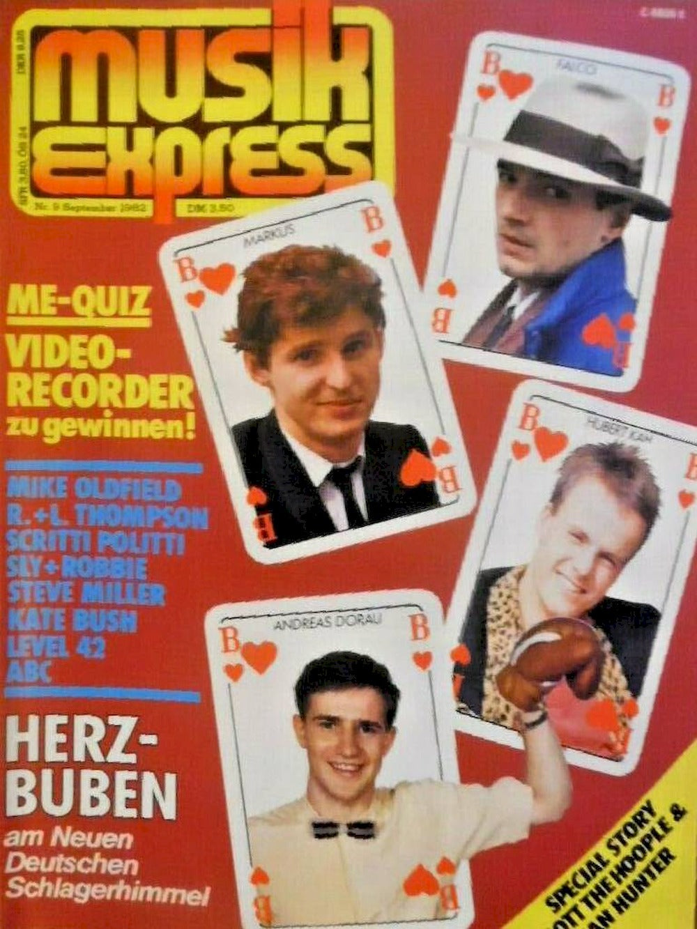 Musikexpress Sounds Magazin Deutschland 1982-09 Falco Markus Hubert Kah Dorau Kate Bush