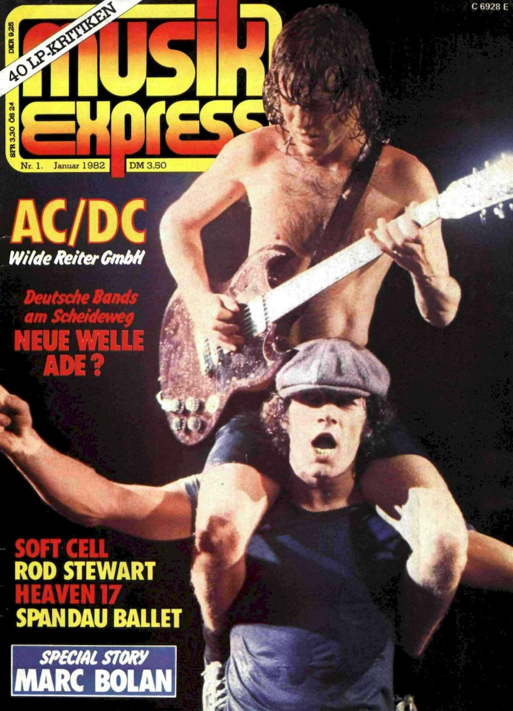 Musikexpress Sounds Magazin Deutschland 1982-01 AC/DC Marc Bolan Soft Cell Rod Stewart