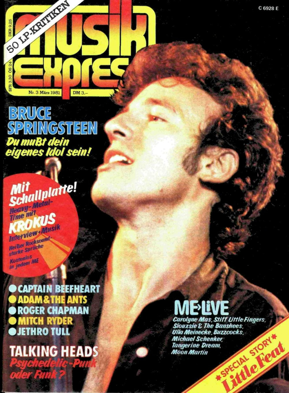 Musikexpress Sounds Magazin Deutschland 1981-03 Bruce Springsteen Talking Heads Krokus
