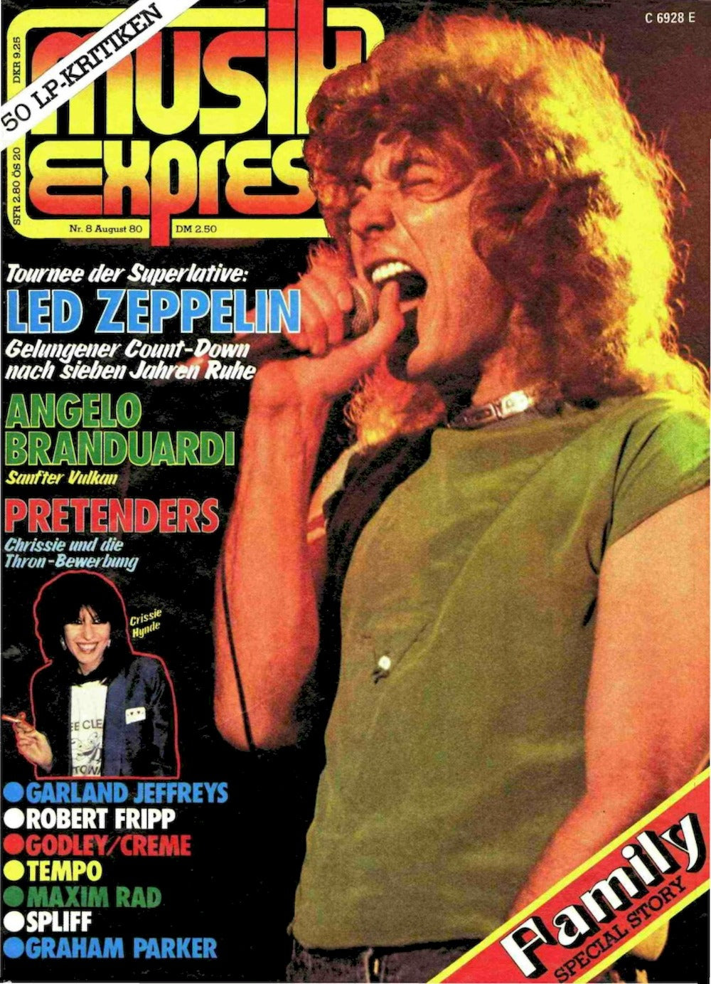 Musikexpress Magazin Deutschland 1980-08 Led Zeppelin Pretenders Family Spliff Branduardi