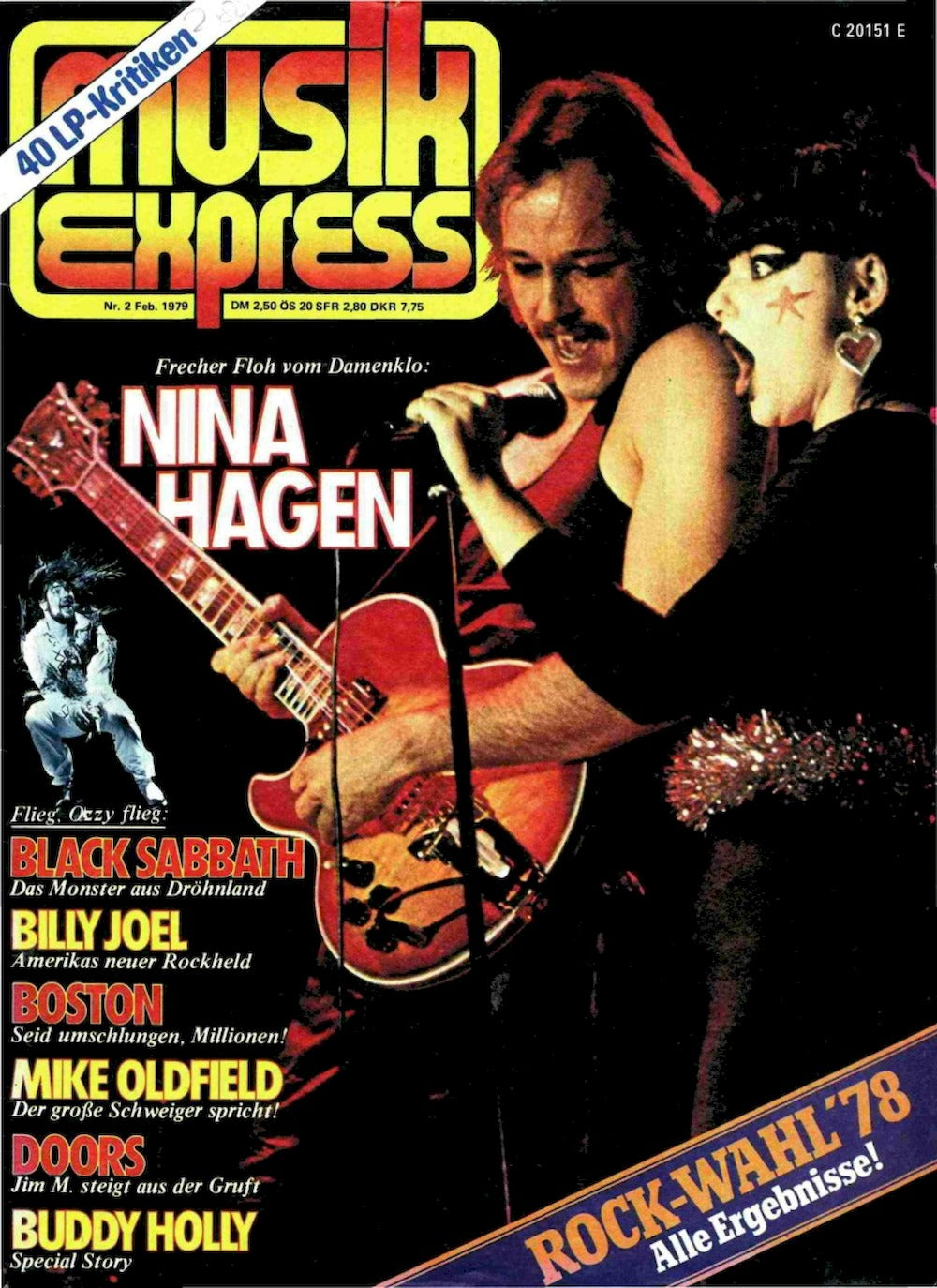 Musikexpress Magazin Deutschland 1979-02 Nina Hagen Black Sabbath Billy Joel Boston