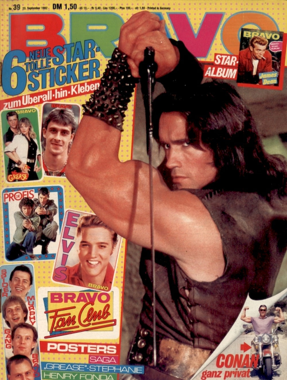 Bravo Magazin Deutschland 1982-39 Schwarzenegger James Dean Reo Saga