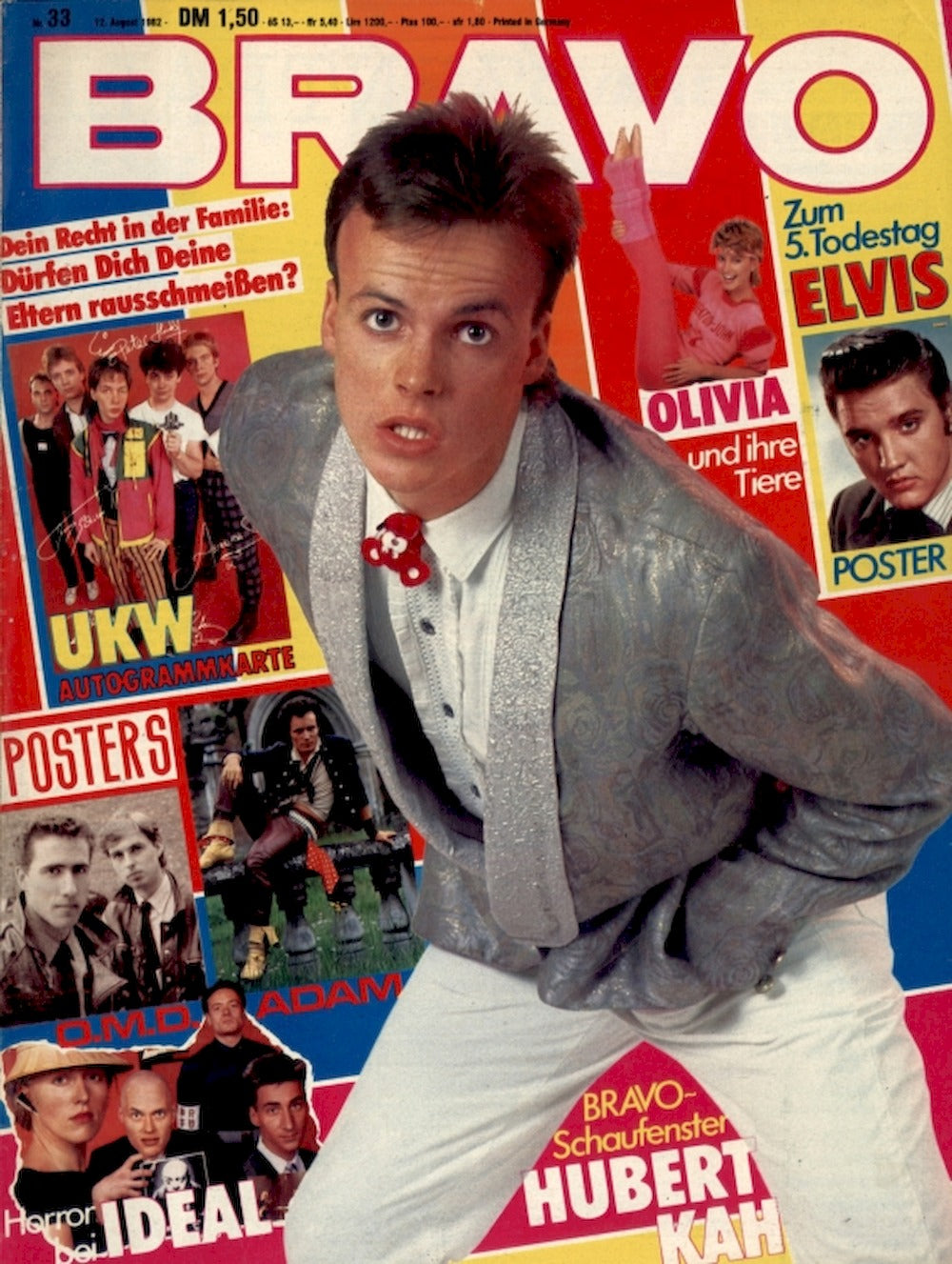 Bravo Magazin Deutschland 1982-33 Hubert Kah Elvis Olivia Newton-John Nina Hagen Ideal