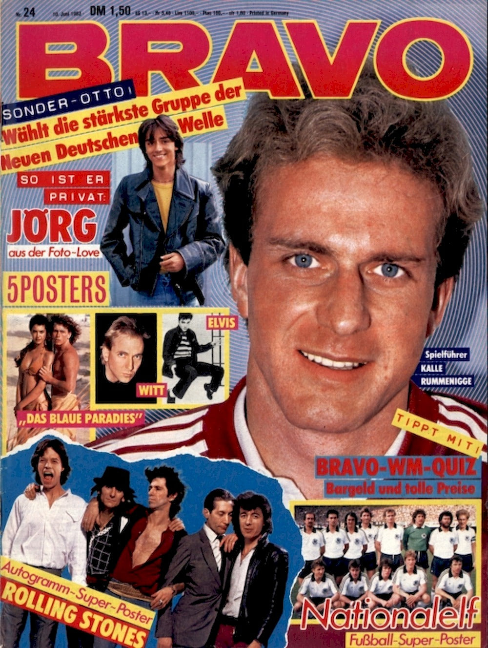 Bravo Magazin Deutschland 1982-24 Rummenigge Rolling Stones Kraftwerk Nina Hagen Blondie
