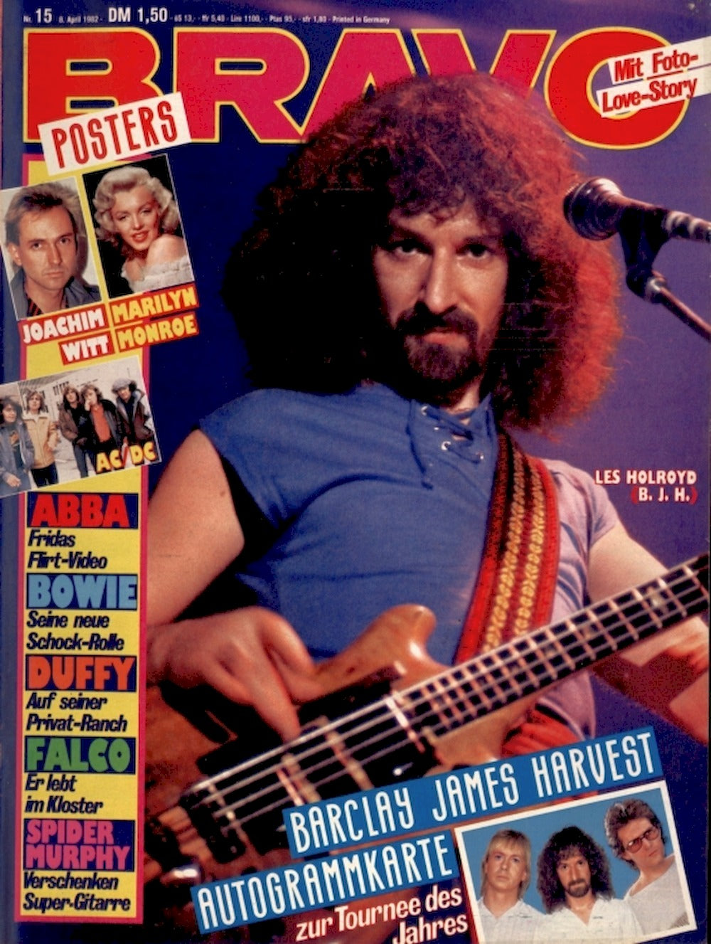 Bravo Magazin Deutschland 1982-15 Les Holroyd BJH Marilyn Monroe Joachim Witt AC/DC