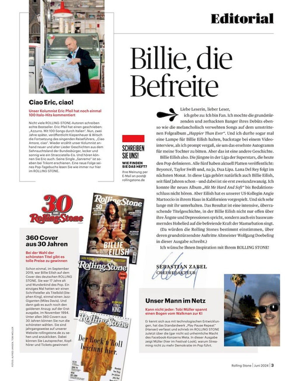 Rolling Stone Lehti Saksa 2024-06 #356 Billie Eilish Yaya Bey Paul Weller Ray Davies