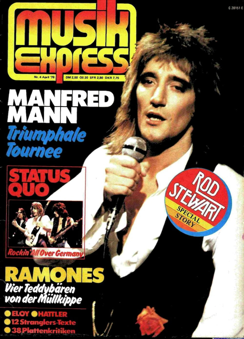 Musikexpress Magazin Deutschland 1978-04 Rod Stewart Manfred Mann Ramones Status Quo Kansas