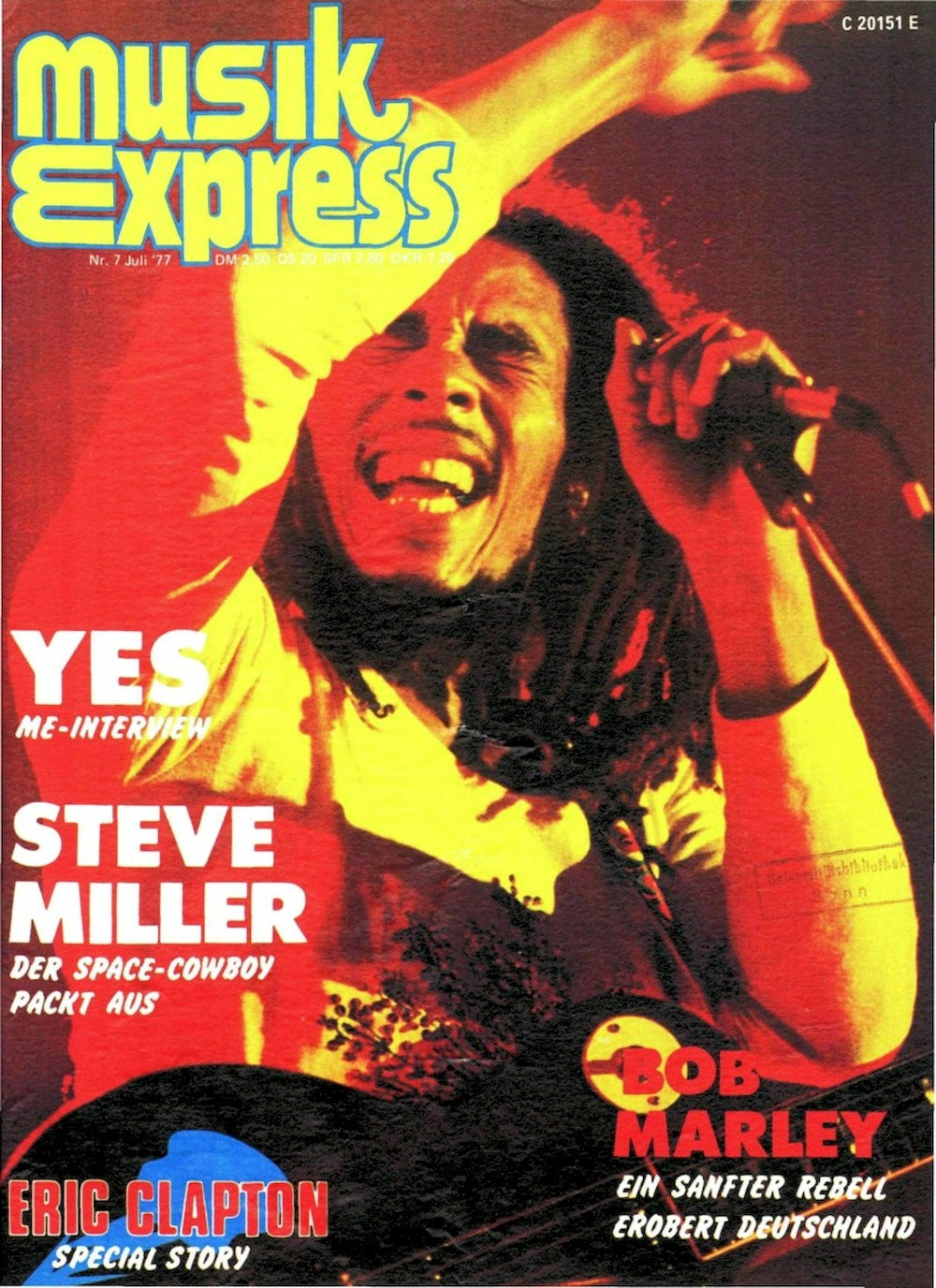 Musikexpress Revista Alemania 1977-07 – Bob Marley Steve Miller Eric Clapton Yes – Edición original