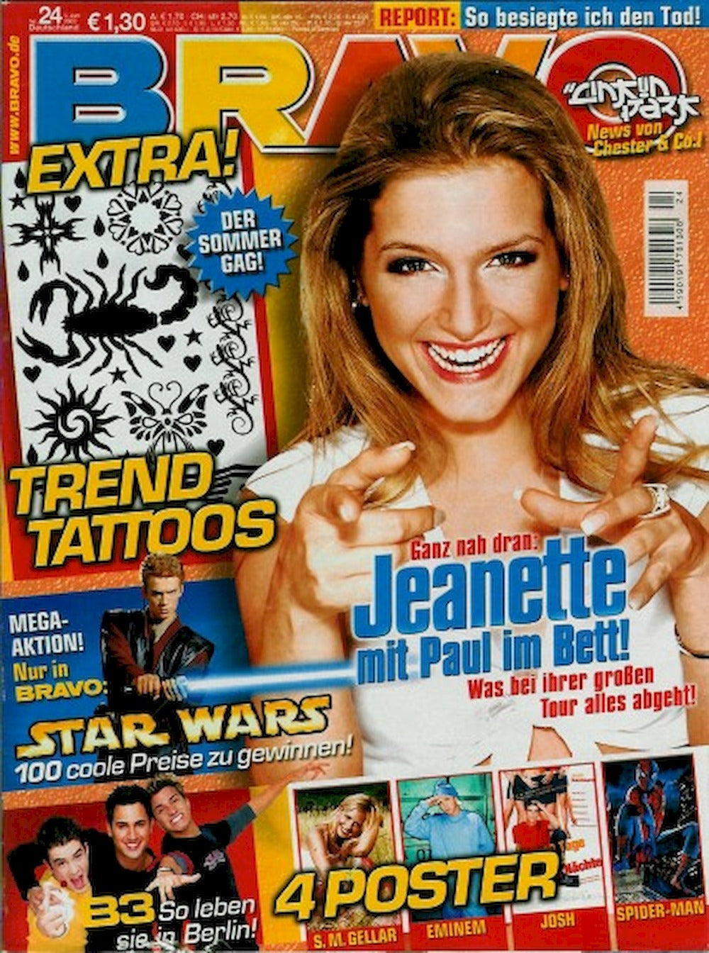 Bravo Magazin Deutschland 2002-24 Jeanette Biedermann Sarah Connor Eminem Jon Bon Jovi
