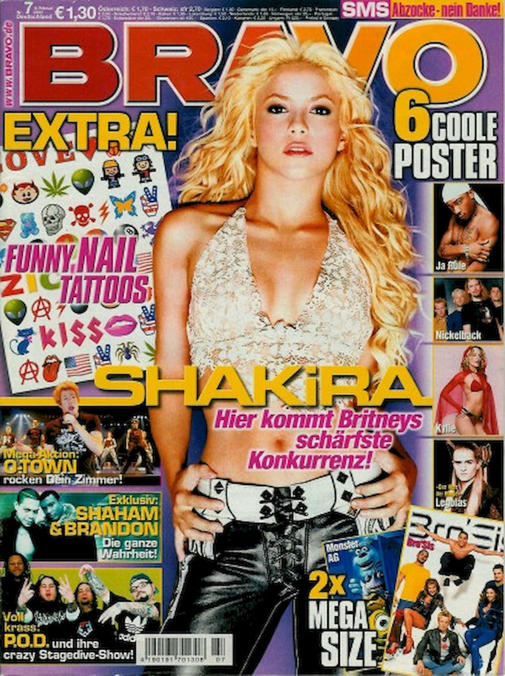Bravo Magazin Deutschland 2002-07 Shakira O-Town BroSis R.Williams Pink