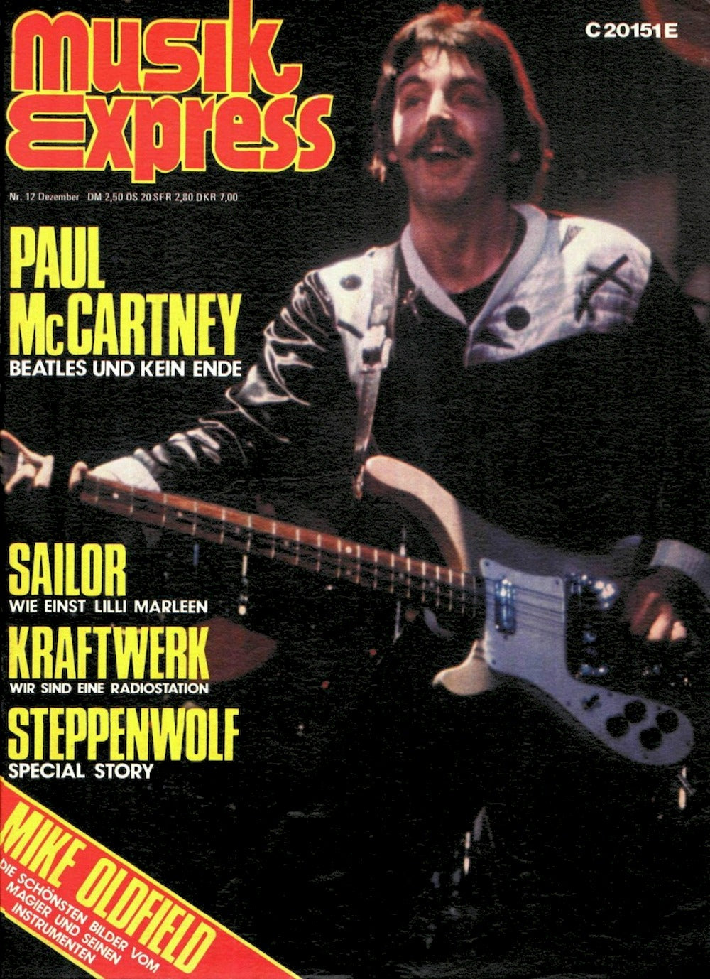 Musikexpress Magazin Deutschland 1976-12 Paul McCartney Kraftwerk Steppenwolf Mike Oldfield