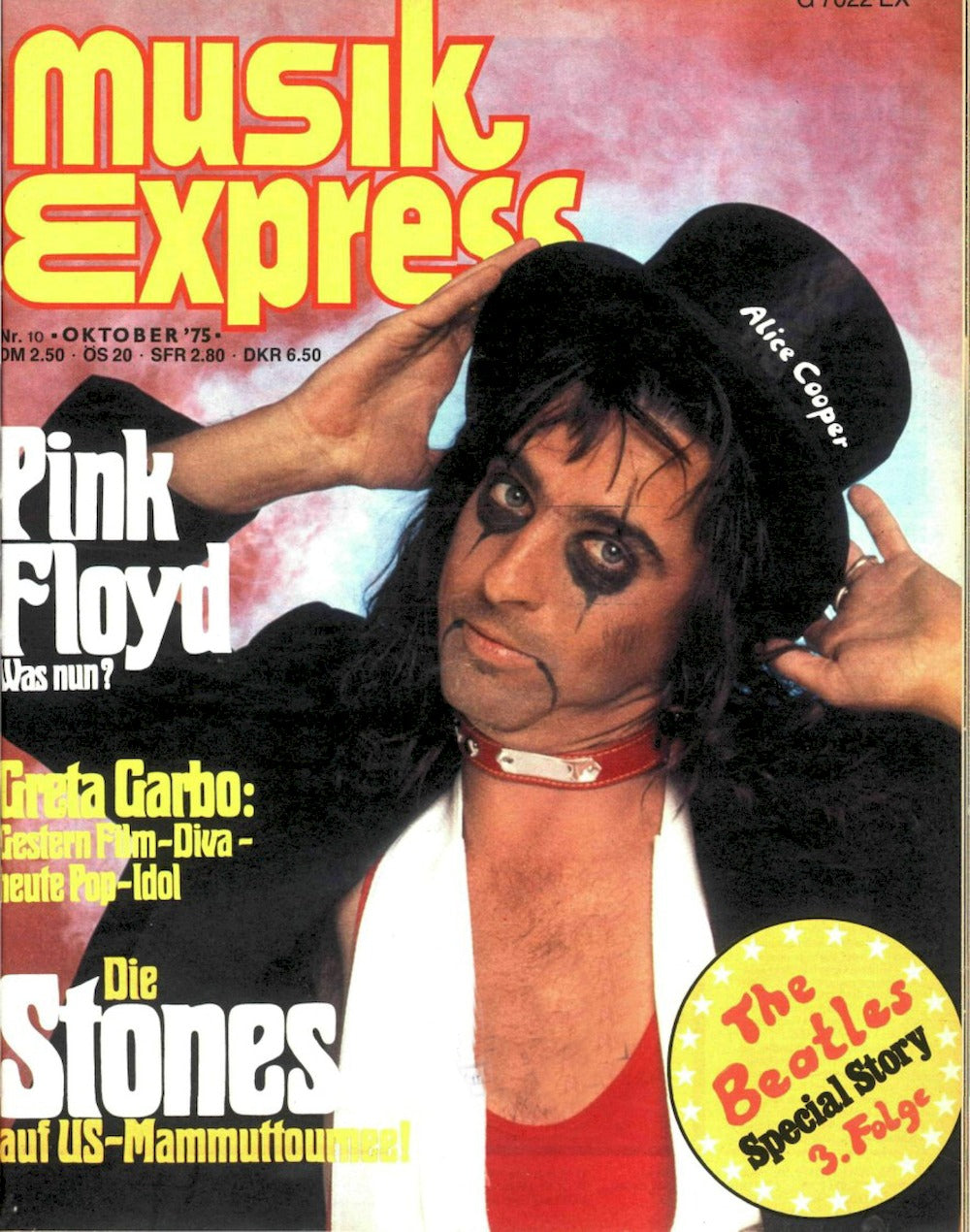 Musikexpress Magasin Tyskland 1975-10 – Alice Cooper Pink Floyd Beatles Greta Garbo Rolling Stones – Originalutgåva