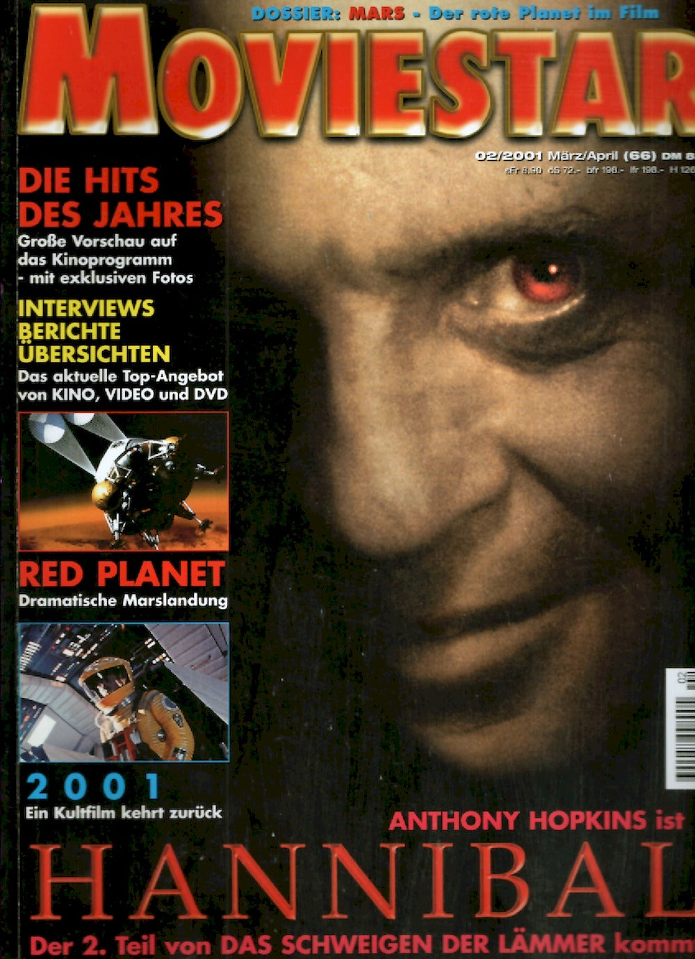 Moviestar Magazine Allemagne 2001 #66 Anthony Hopkins Édition originale