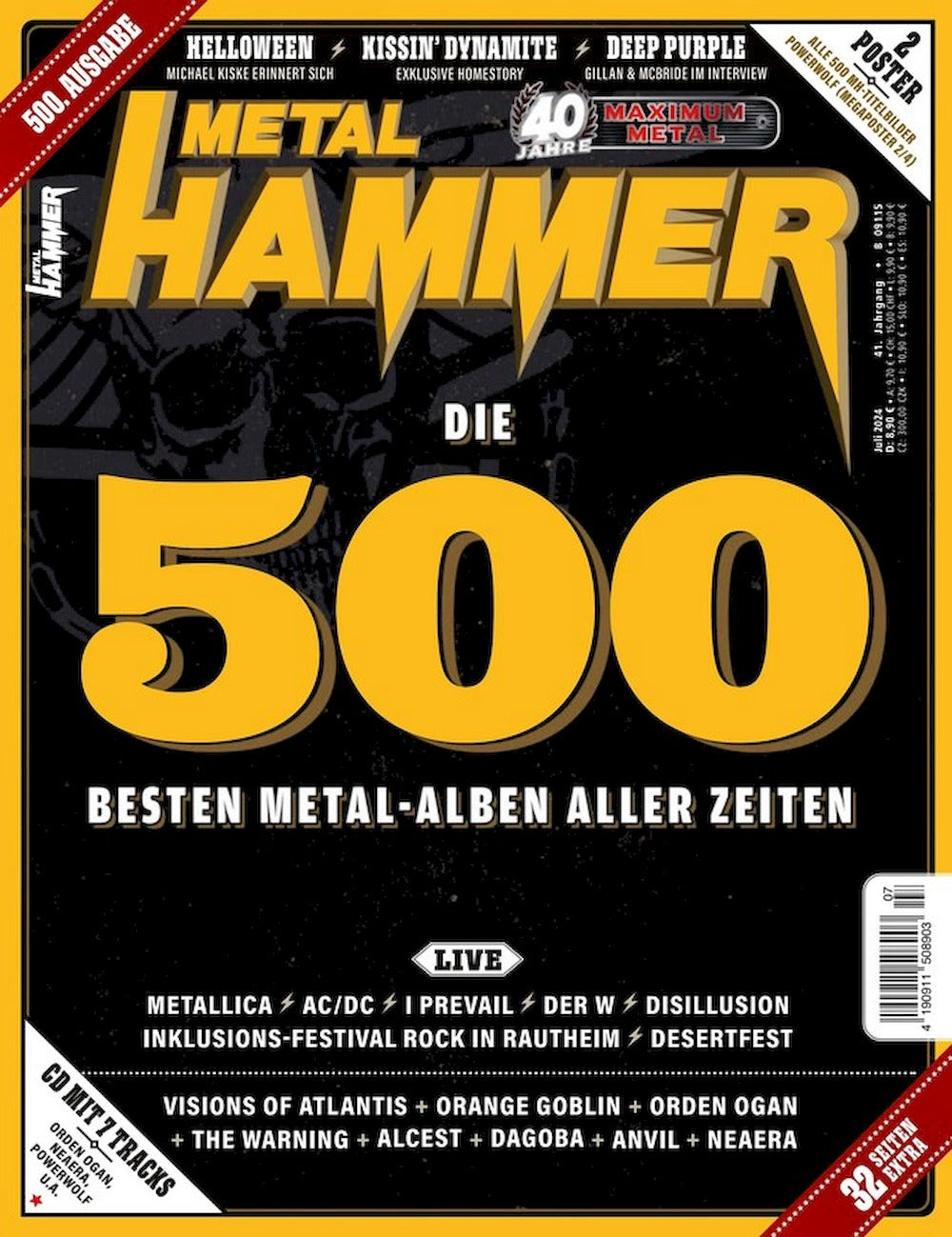 Metal Hammer Magazin Deutschland 2024-07 500 Best Records Michael Kiske Ian Gillan Roger McBride