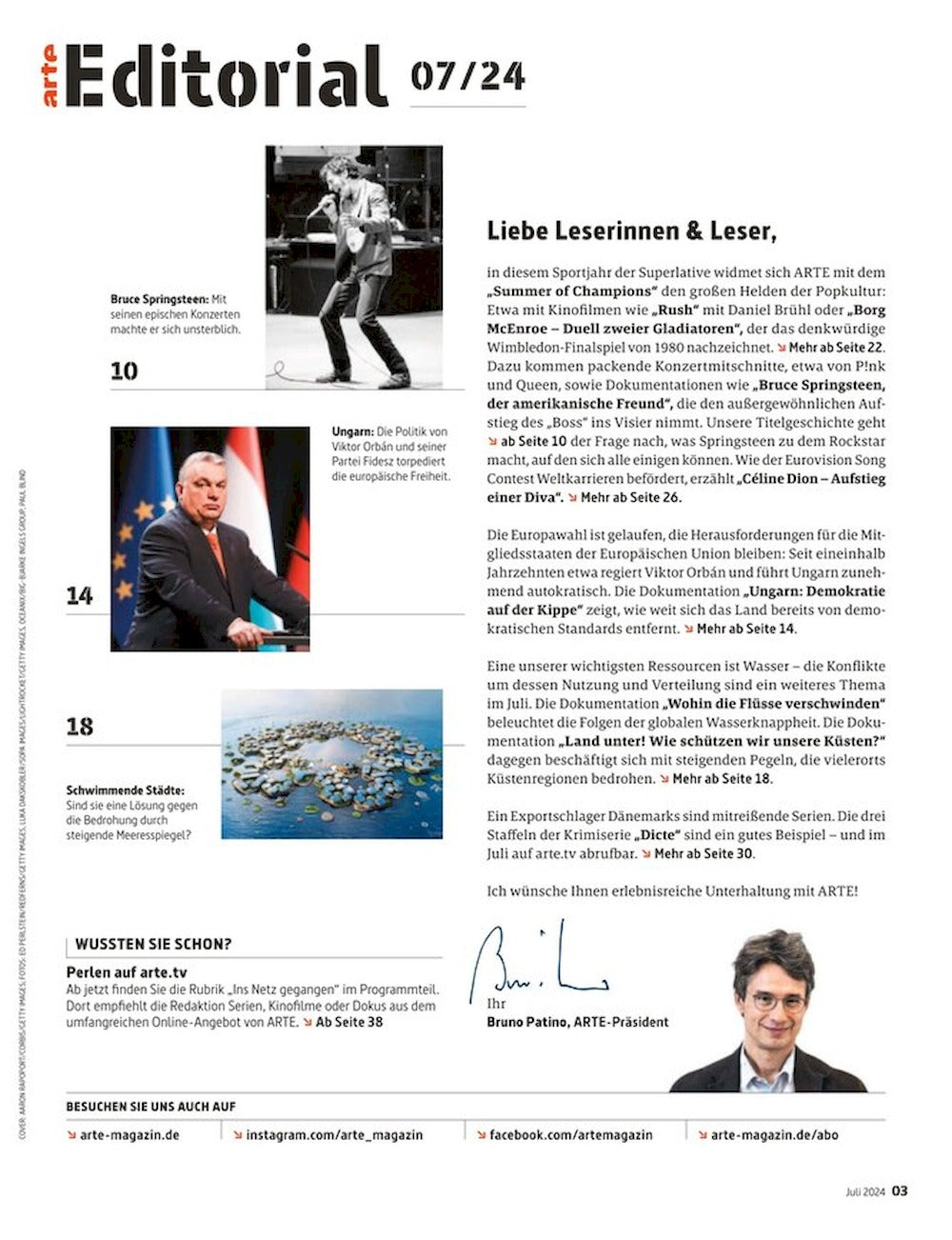 Arte Magazine Allemagne 2024-07 Bruce Springsteen