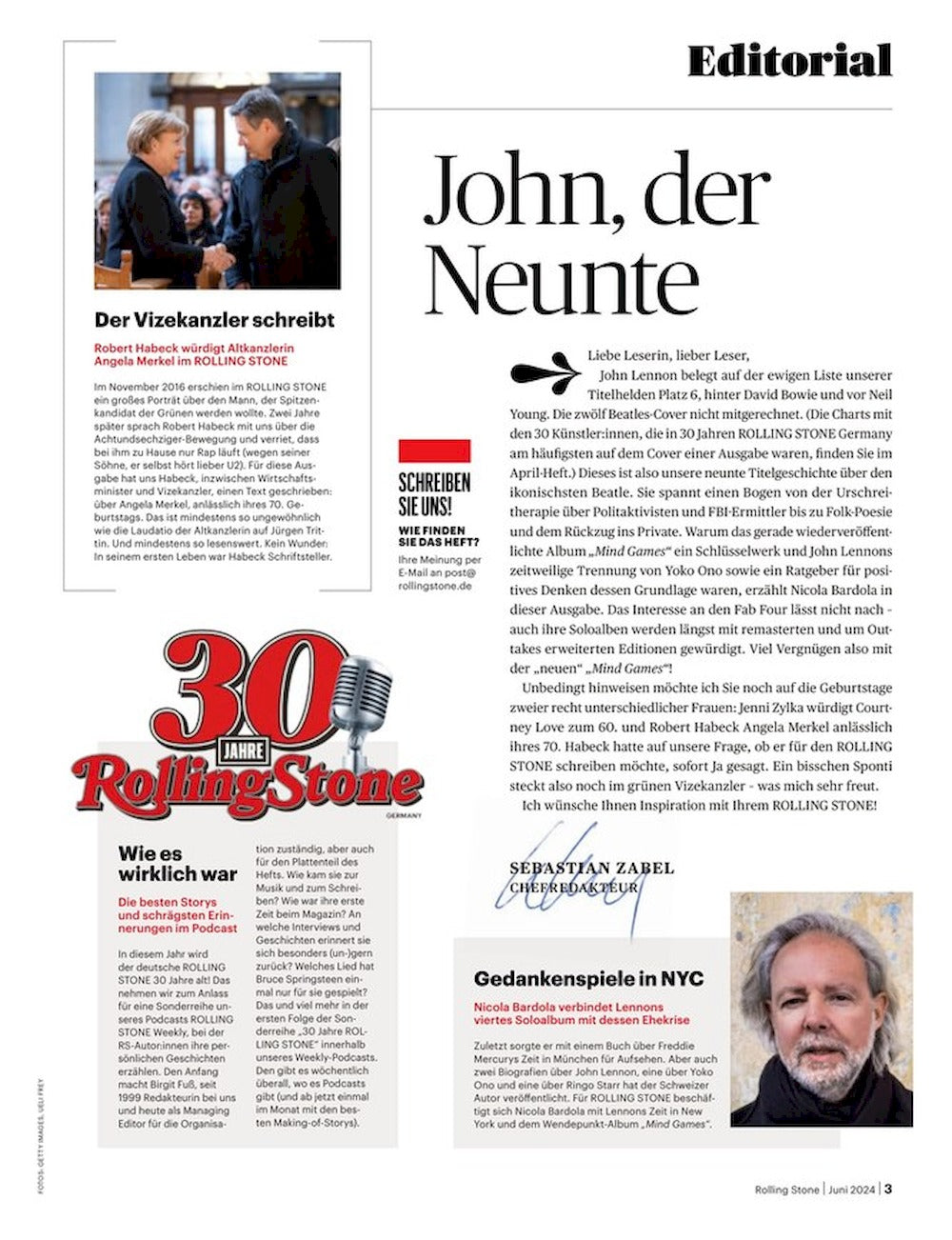 Rolling Stone Magazine Allemagne 2024-07 #357 John Lennon Talking Heads Cassandra Jenkins Griff