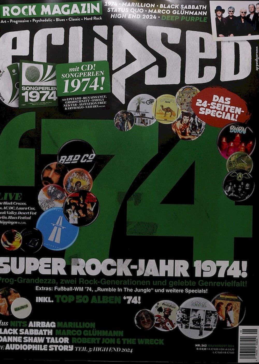 Eclipsed Magasin Tyskland 2024 #262 Deep Purple Status Quo Marillion Joanne Shaw Taylor