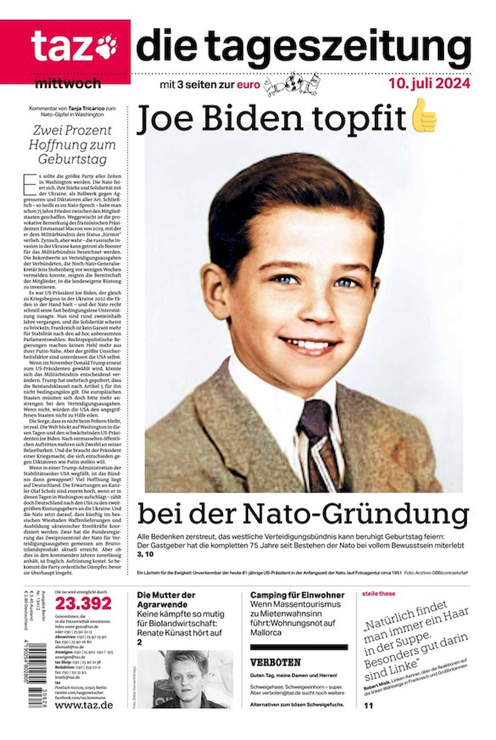 Taz Newspaper Deutschland 2024 Joe Biden