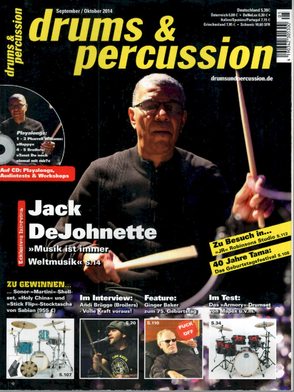 Drums & Percussions Magazin Deutschland 2014-09+10 Jack DeJohnette Ginger Baker Andi Brügge