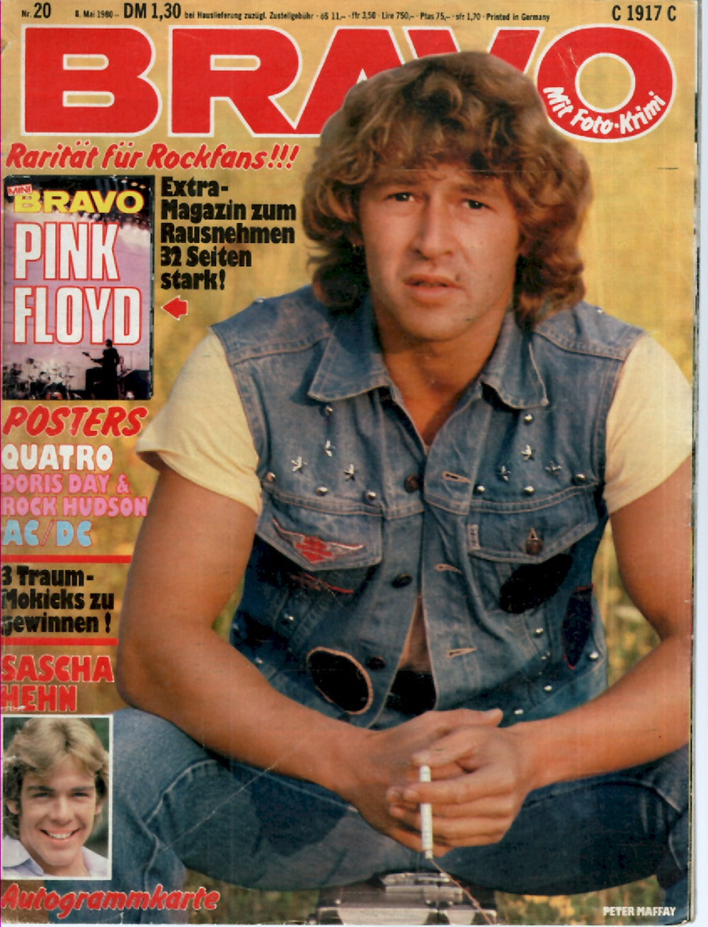 Bravo Revista Alemanha 1980-20 Peter Maffay Pink Floyd Sascha Hehn Edição original