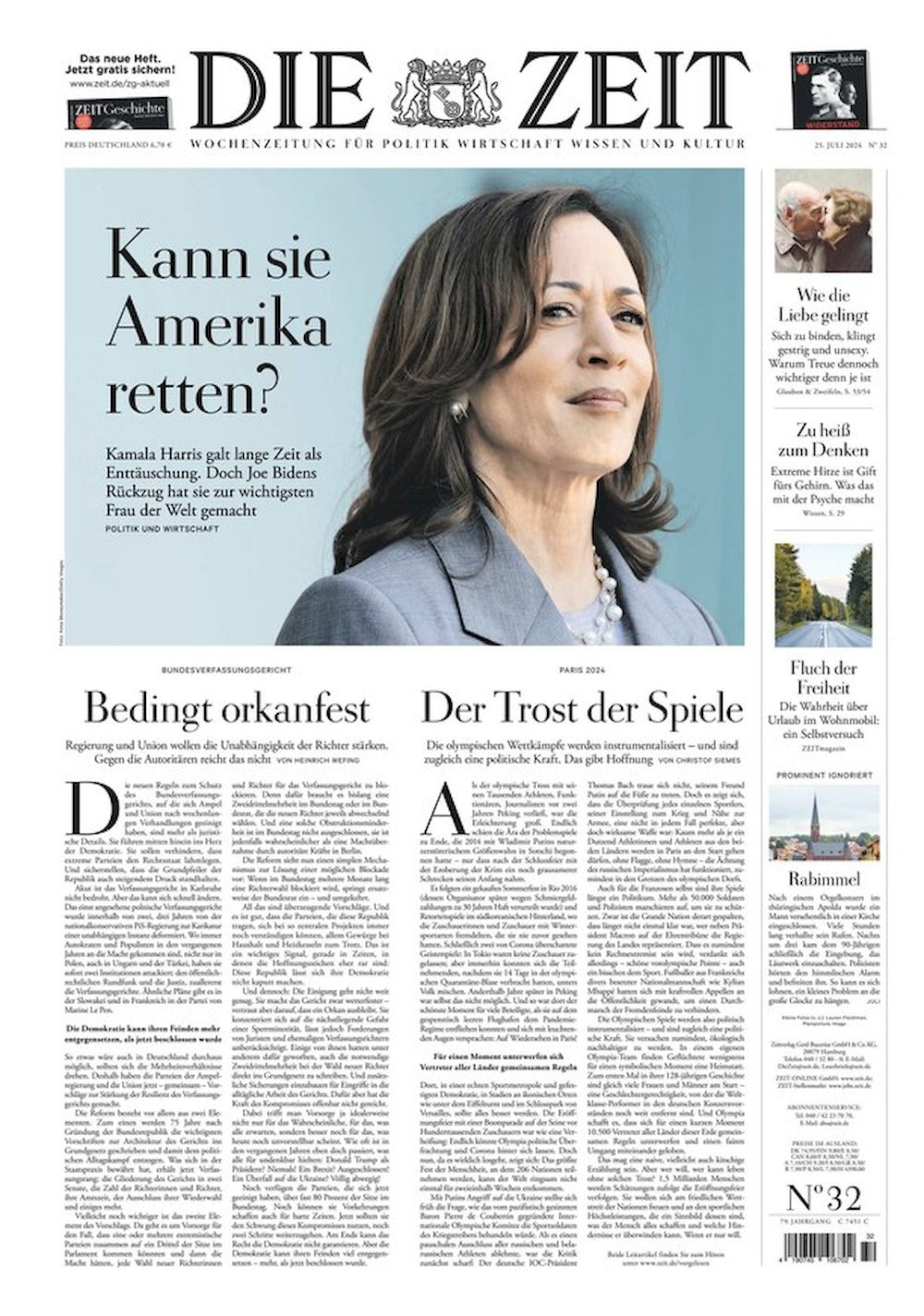 Die Zeit Magasin Tyskland 2024-32 – Kamala Harris – Originalutgåva