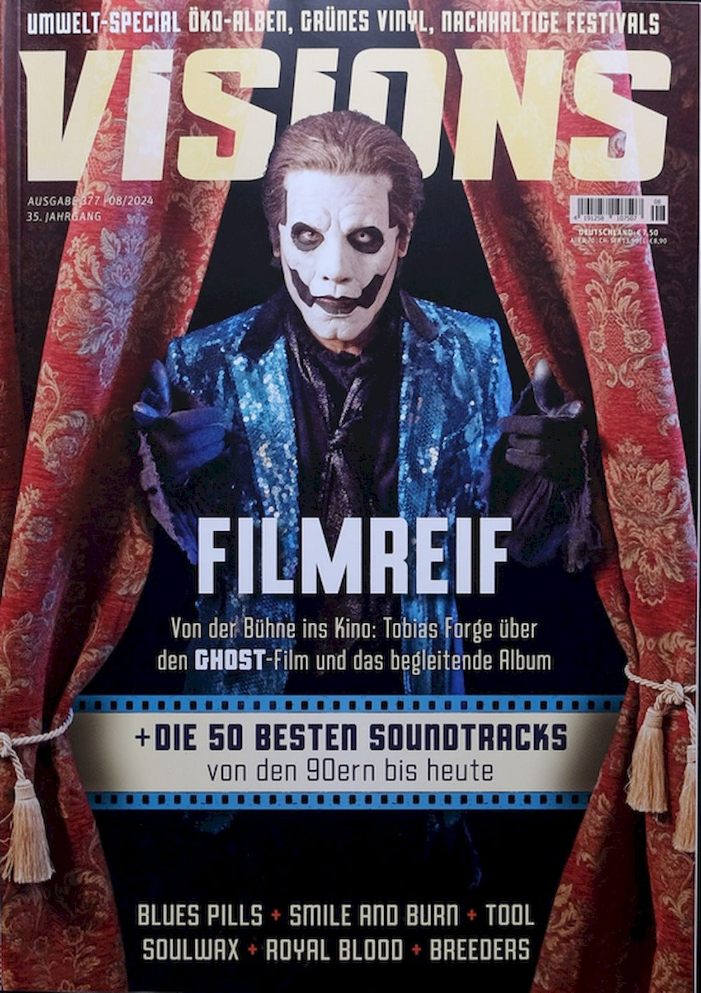 Visions Magasin Tyskland 2024-08 Ghost Blues Pills Smile And Burn Tool Soulwax Originalutgåva