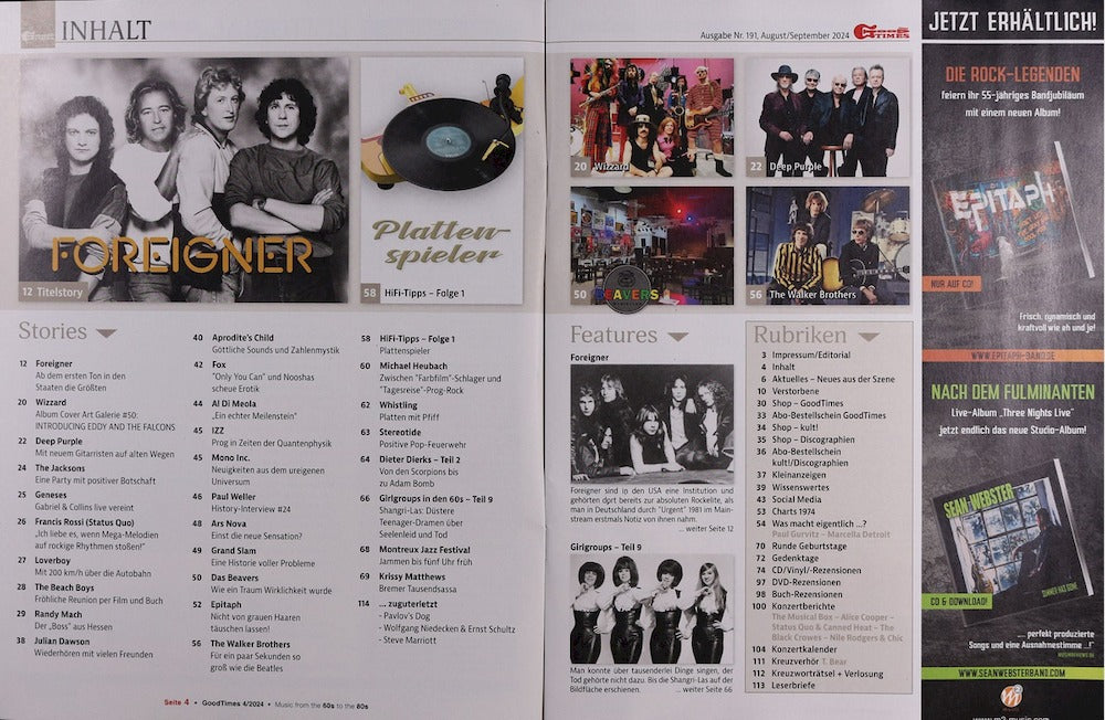 Good Times Magazin Deutschland 2024-04 Foreigner Deep Purple Wizzard Status Quo