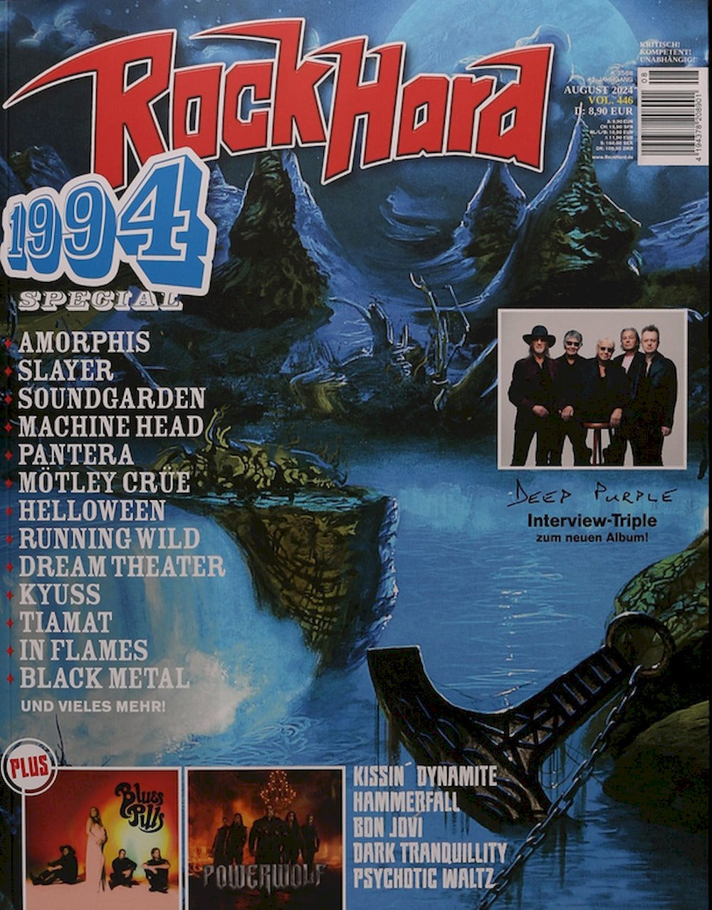 Rock Hard Revista Alemania 2024-08 #446 Deep Purple Blues Pills Powerwolf Slayer Amorphis