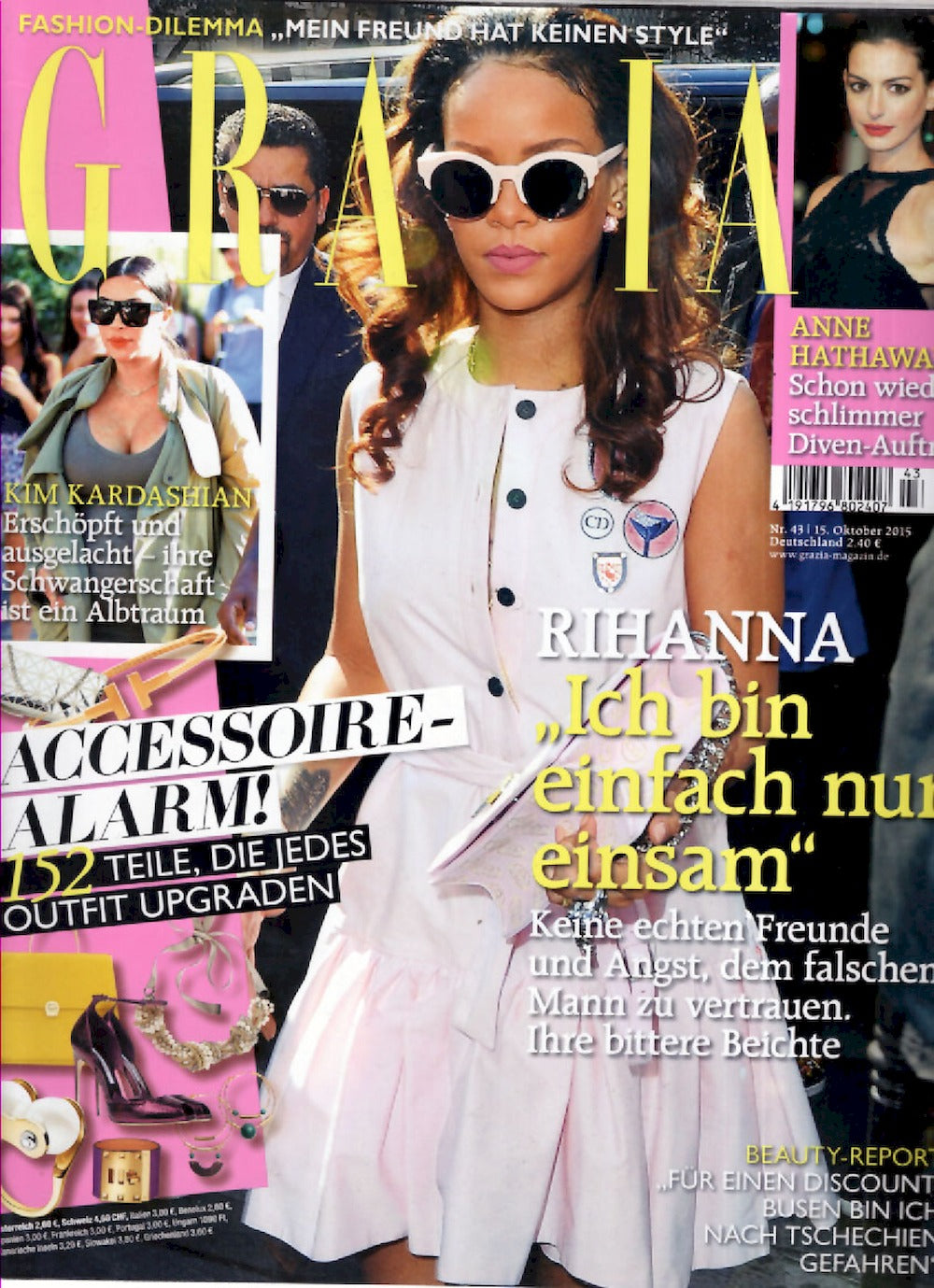 Grazia Magazin Deutschland 2015-43 Rihanna Kim Kardashian Anne Hathaway