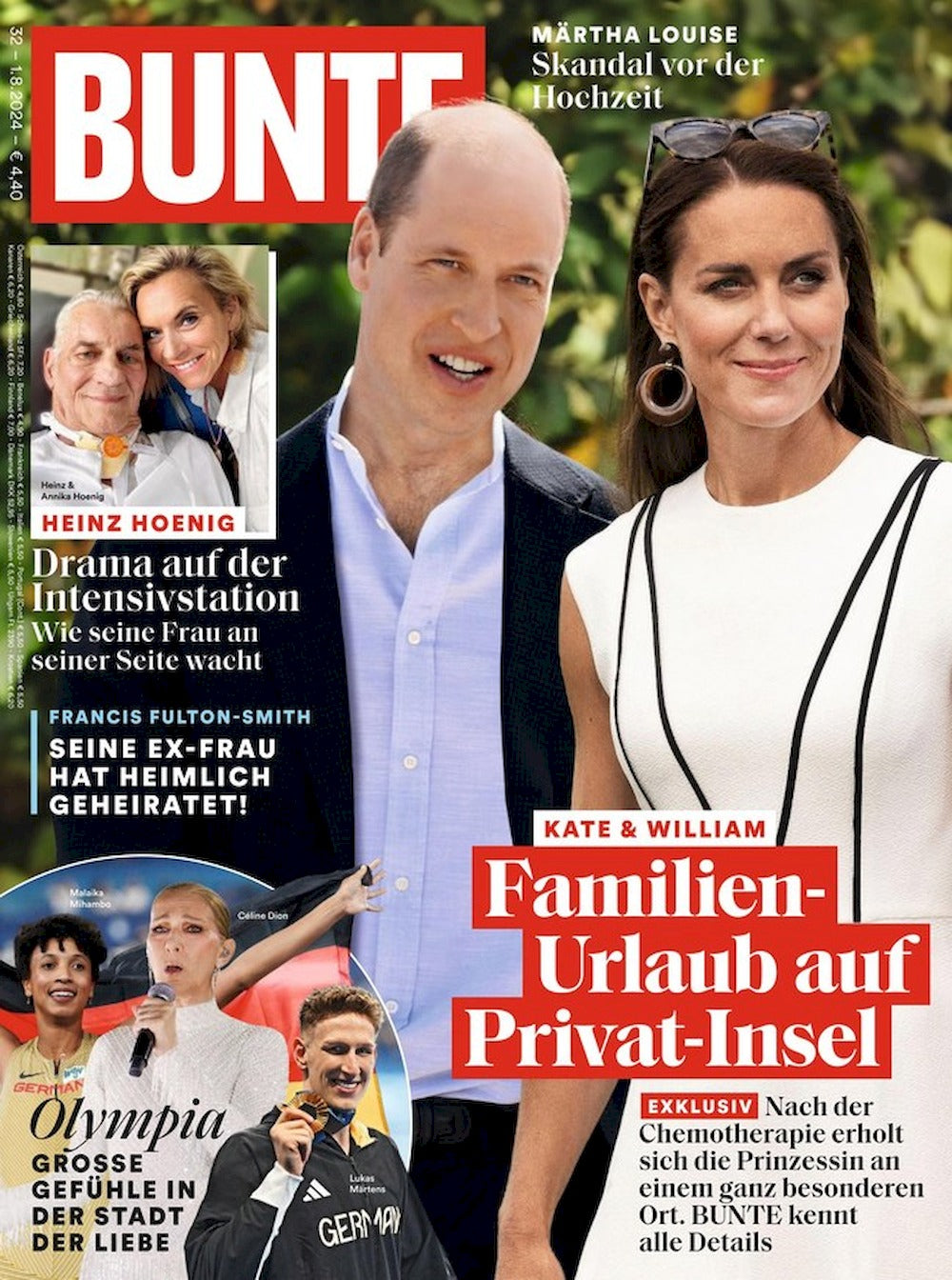 Bunte Magazin Deutschland 2024-32 Kate William Celine Dion