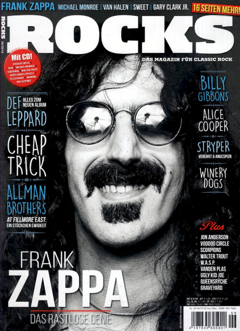 Rocks Magasin Tyskland 2015 #49 Frank Zappa Def Leppard Cheap Trick Allman Brother