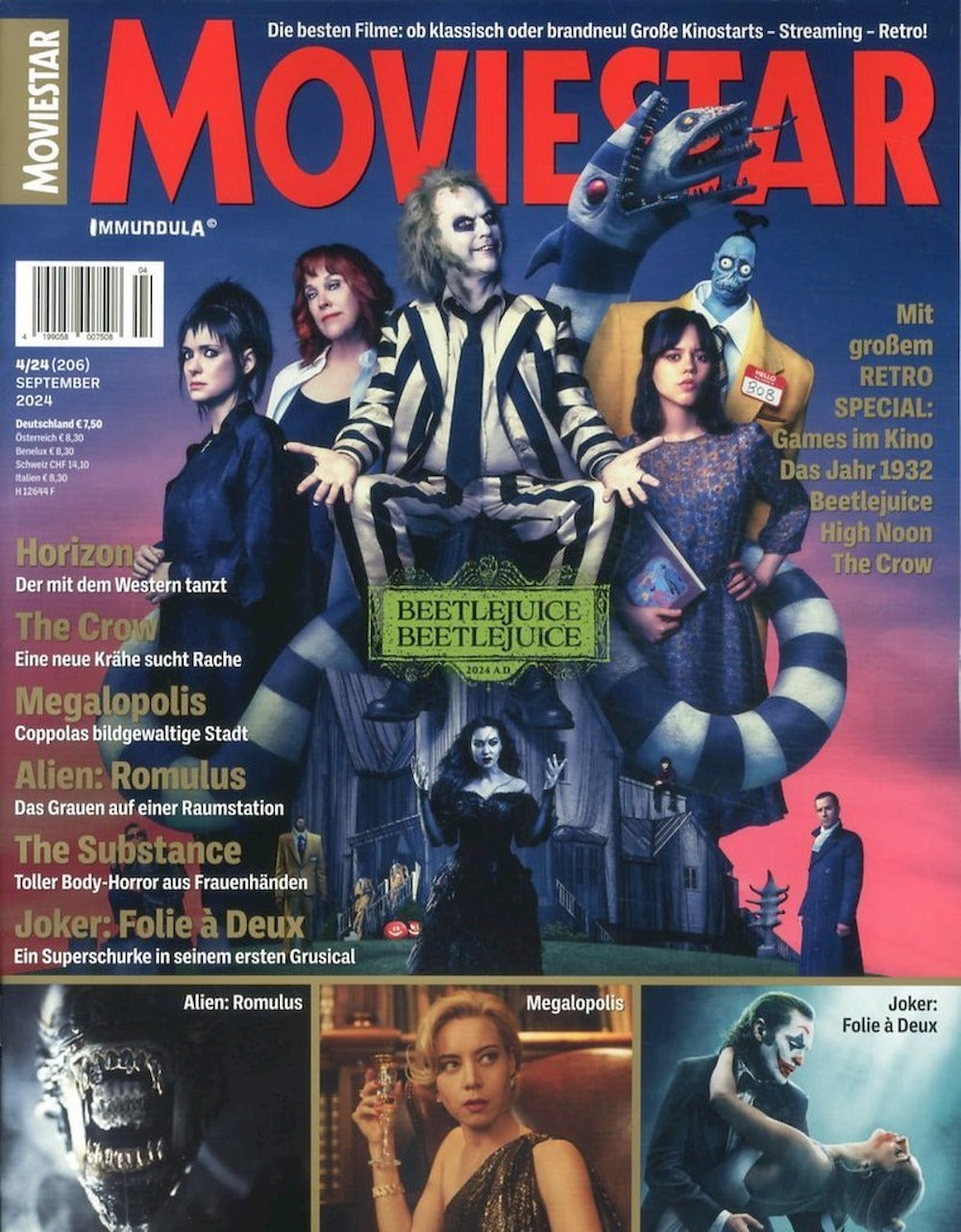 Moviestar Magasin Tyskland 2024 #206 Beetlejuice Megalopolis Joker Alien
