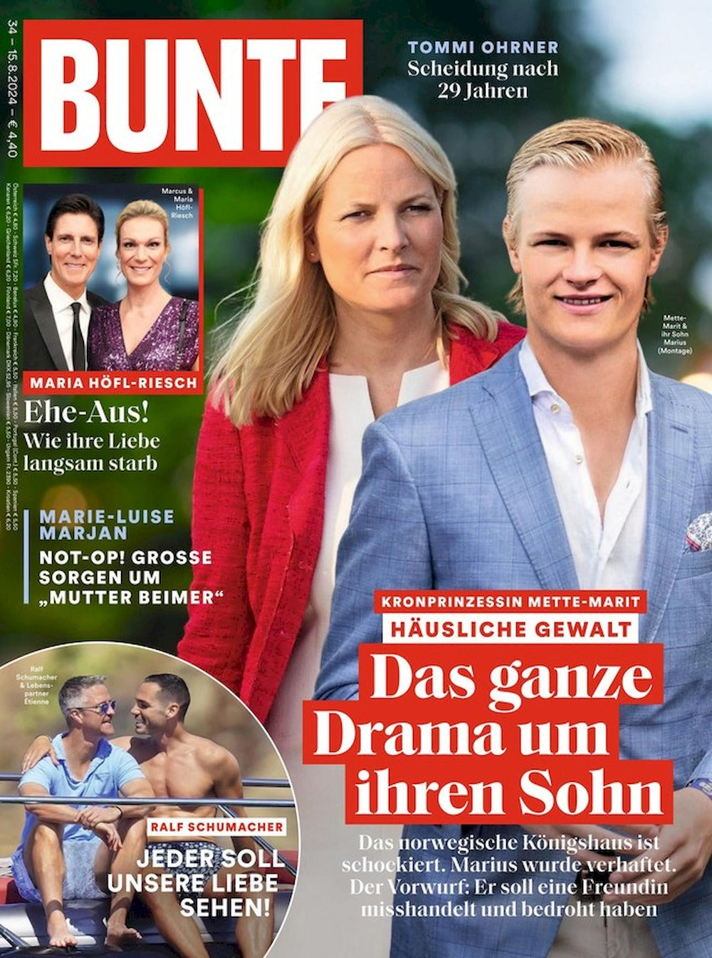 Bunte Rivista Germania 2024-34 Mette-Marit Marius Ralf Schumacher
