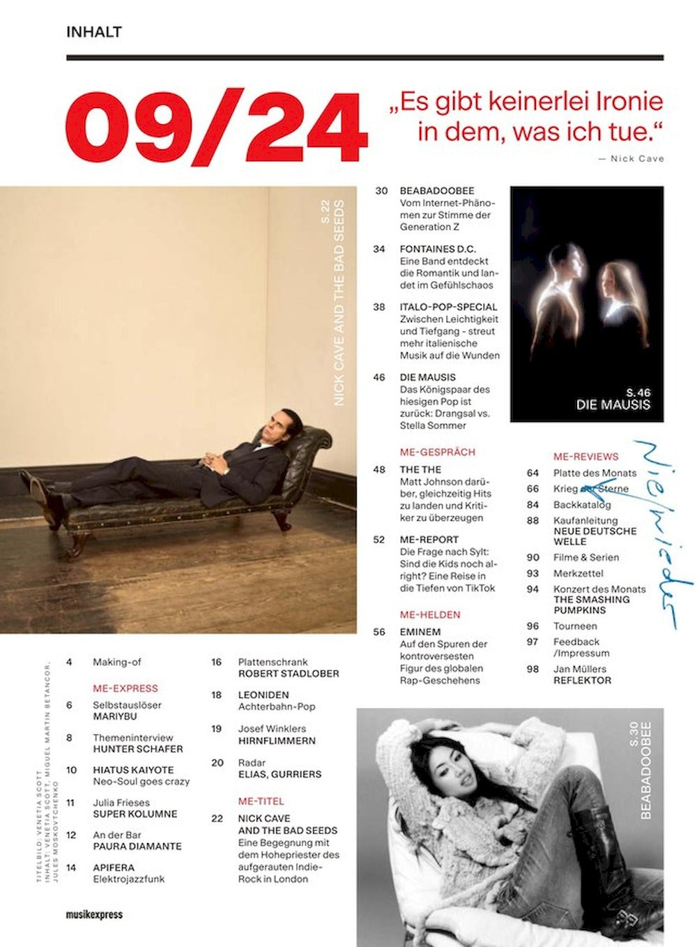 Musikexpress Magazin Deutschland 2024-09 Nick Cave + Vinyl