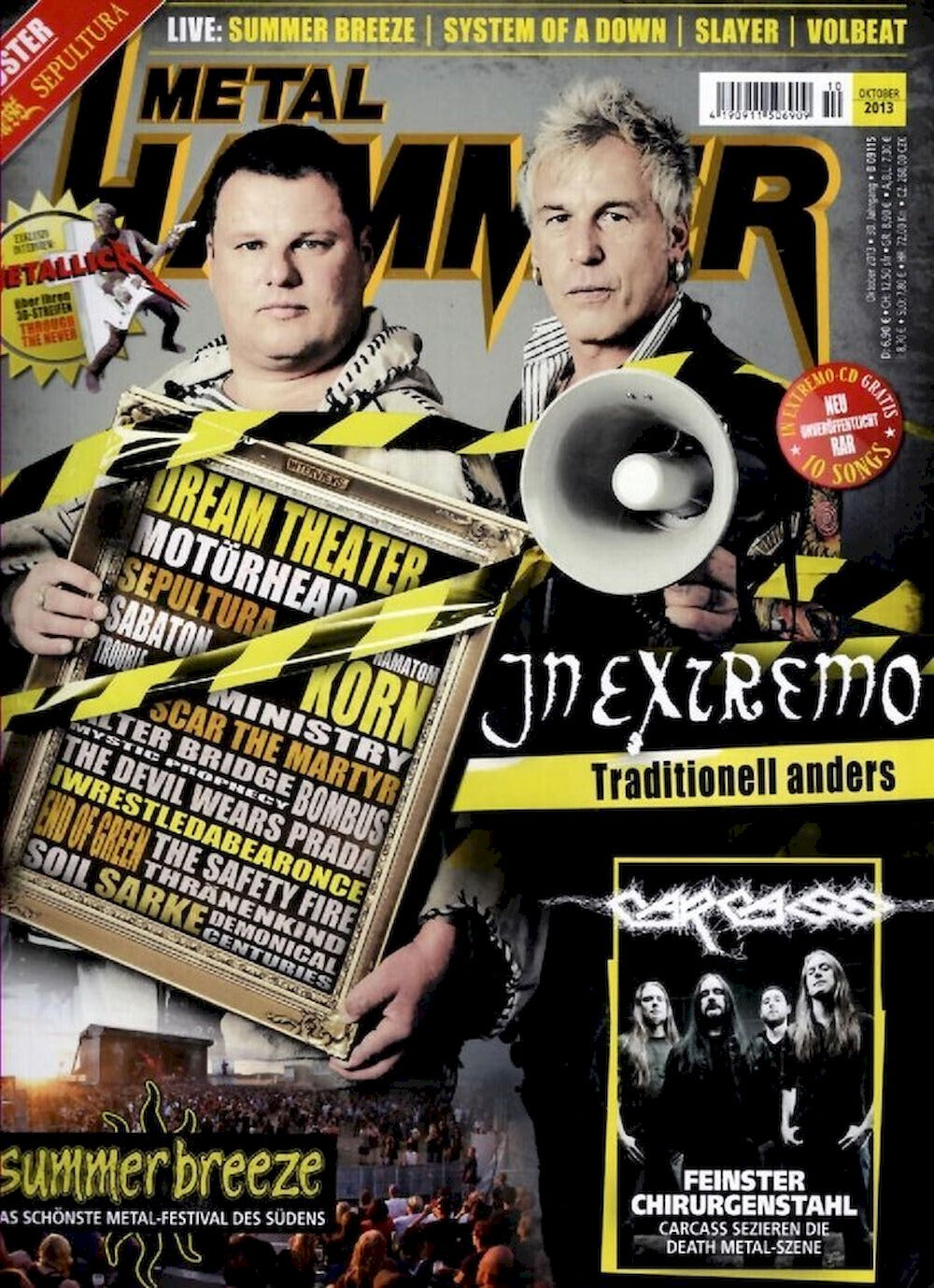 Metal Hammer Revista Alemania 2013-10 Carcass In Extremo System Of A Down Edición original