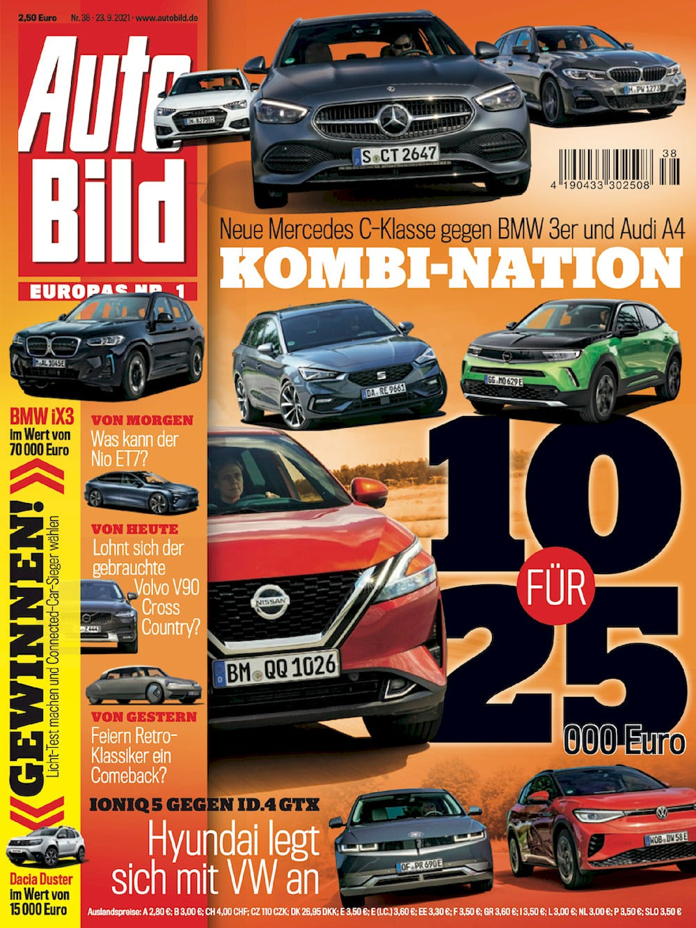 Auto Bild Magazin Deutschland 2021-38 Mercedes C BMW 3er Audi A4