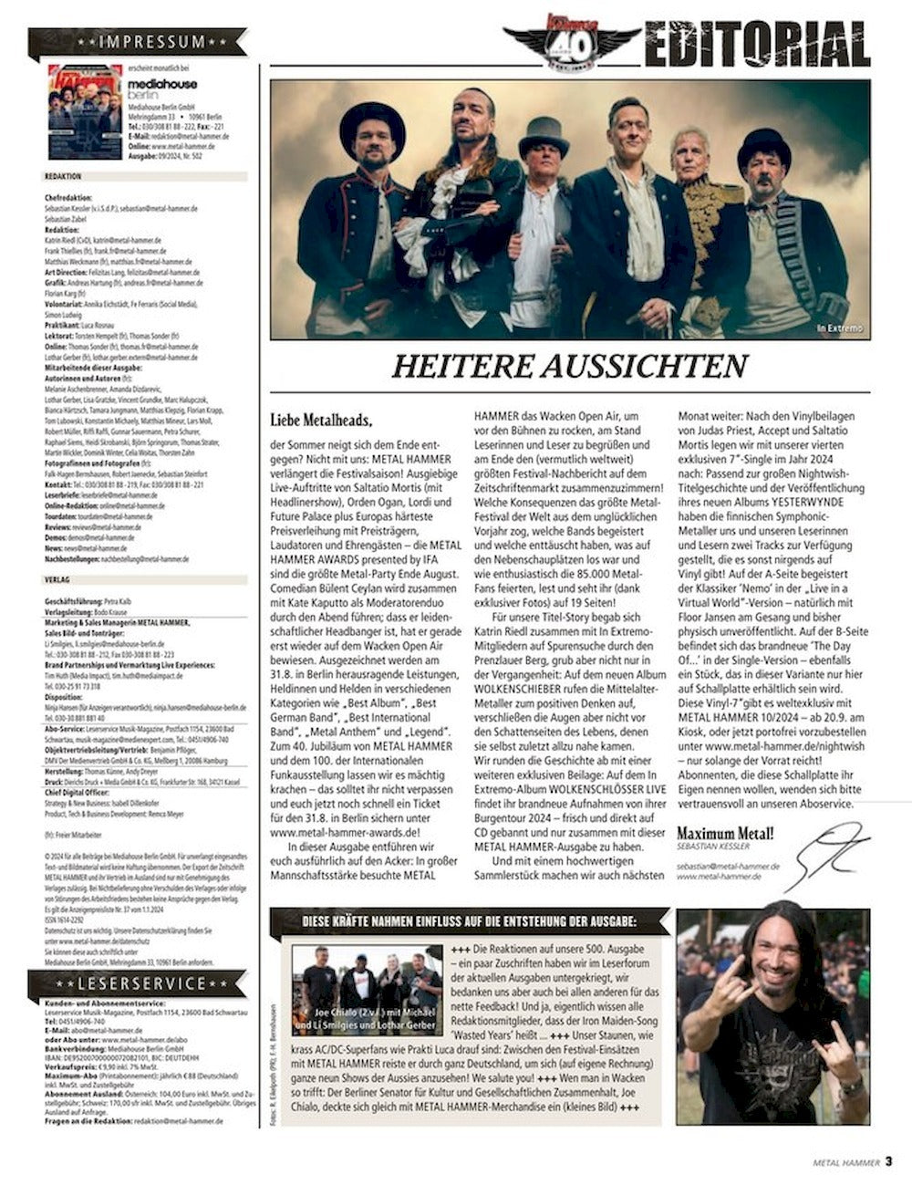 Metal Hammer Magazin Deutschland 2024-09 In Extremo ZZ Top Nile