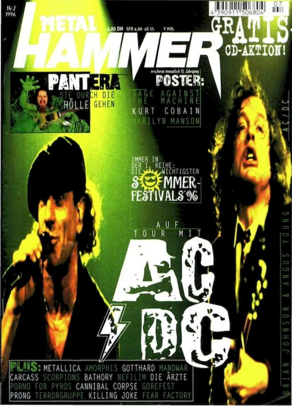 Metal Hammer Magazin Deutschland 1996-07 ACDC Pantera Metallica Amorphis Gotthard AC/DC