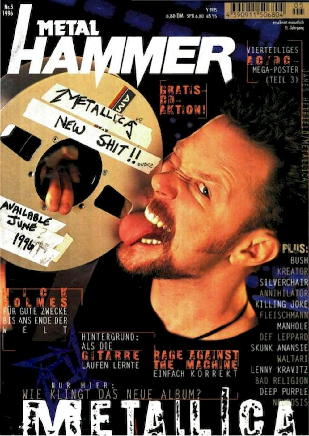 Metal Hammer Magazin Deutschland 1996-05 James Hetfield Metallica Rage Against The Machine
