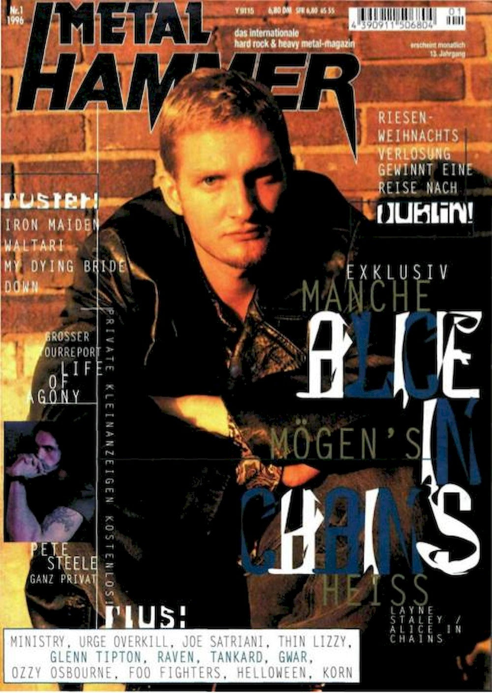 Metal Hammer Magazine Allemagne 1996-01 – Layne Staley Iron Maiden Pete Steele – Édition originale
