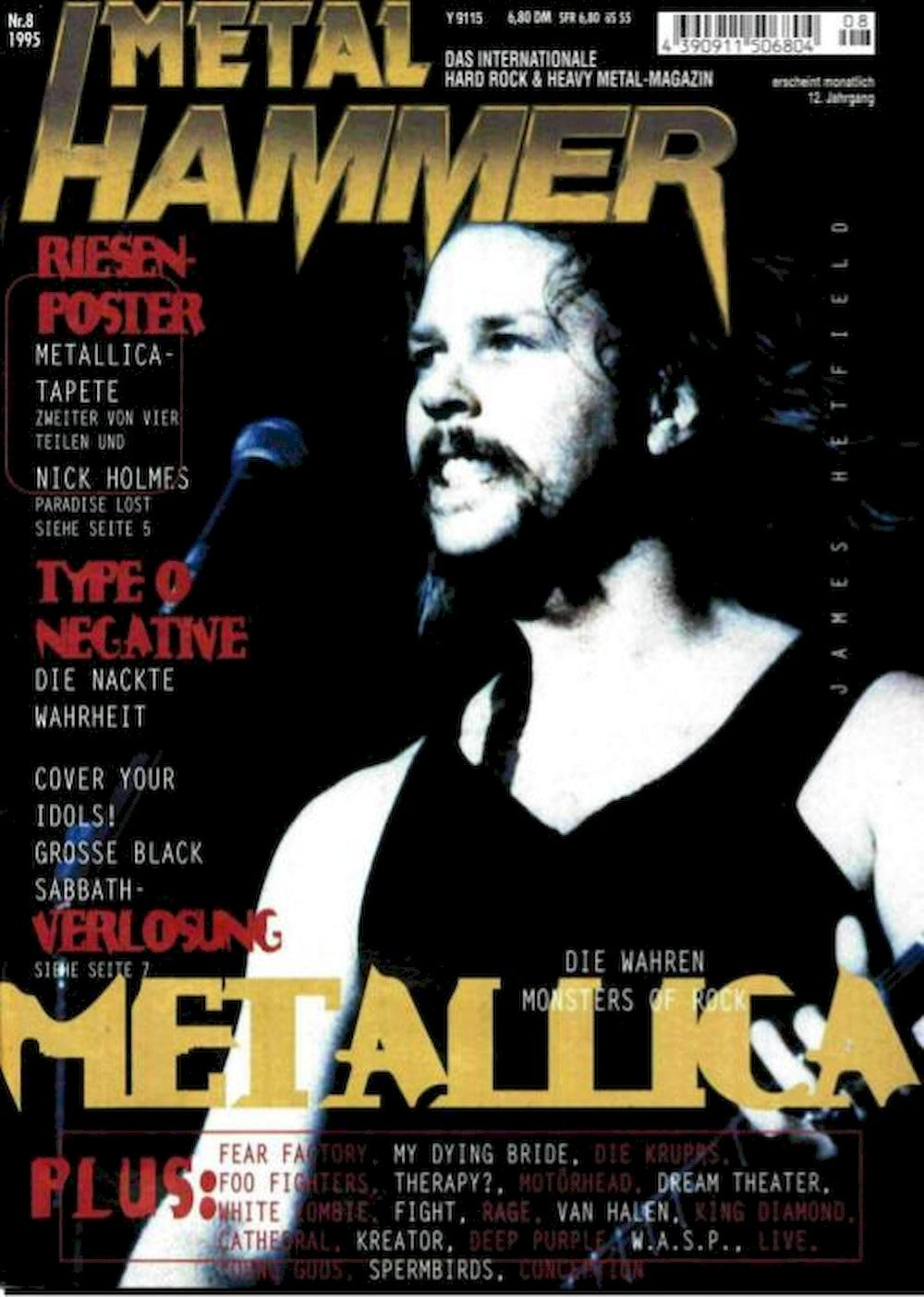 Metal Hammer Lehti Saksa 1995-08 – Metallica Type O Negative Nick Holmes – Alkuperäinen painos