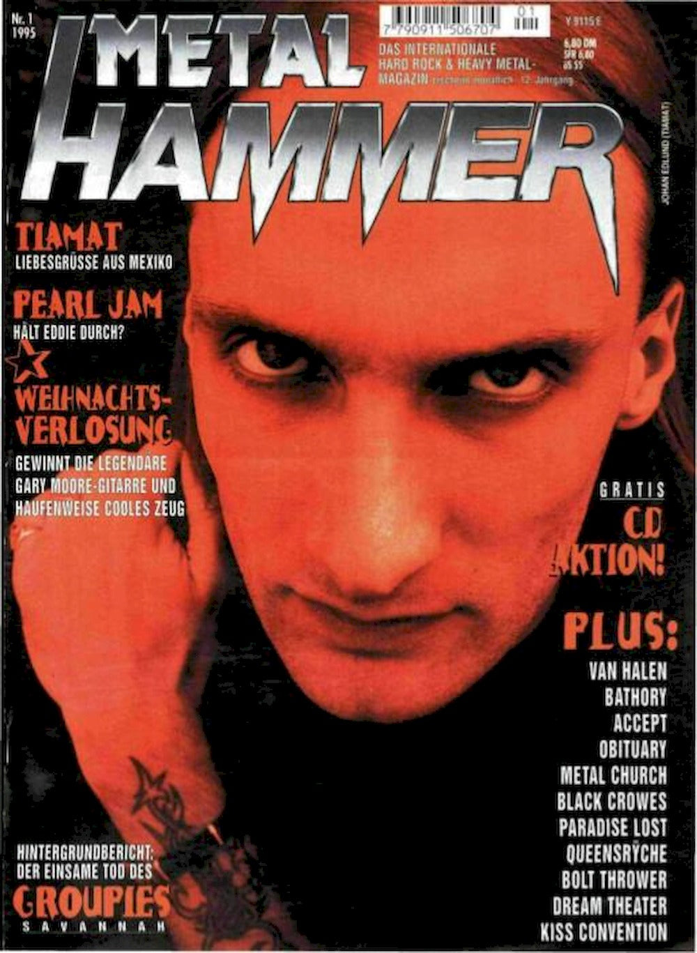 Metal Hammer Magazin Deutschland 1995-01 Tiamat Pearl Jam Van Halen Bathory Dream Theater