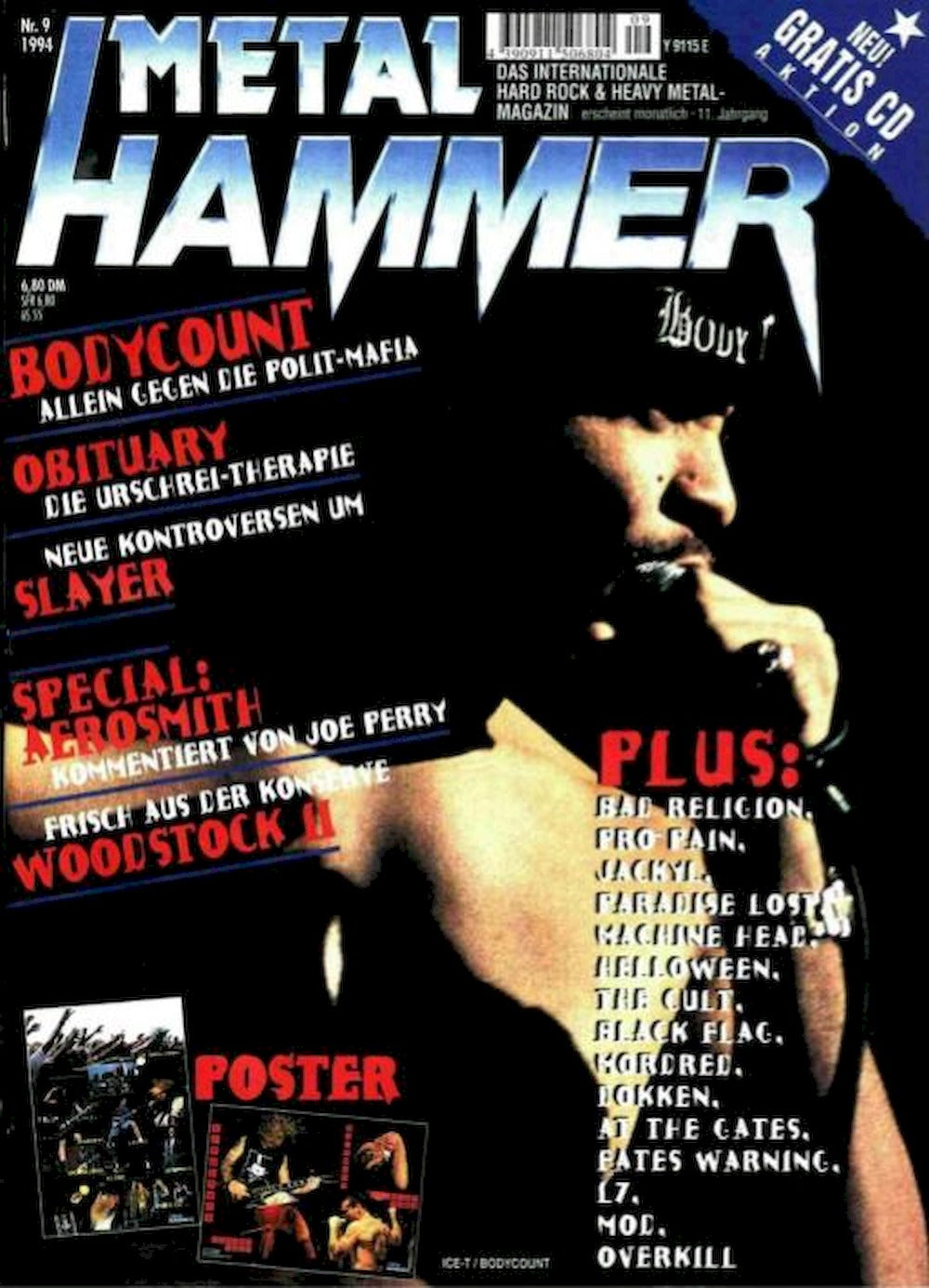 Metal Hammer Magazin Deutschland 1994-09 Bodycount Obituary Slayer Aerosmith