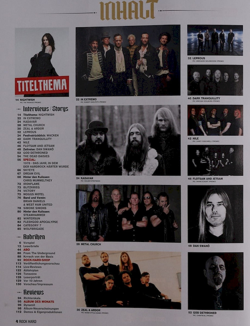Rock Hard Magazin Deutschland 2024-09 Nightwish Metal Church Zeal Ardor Leprous Floor Jansen #447