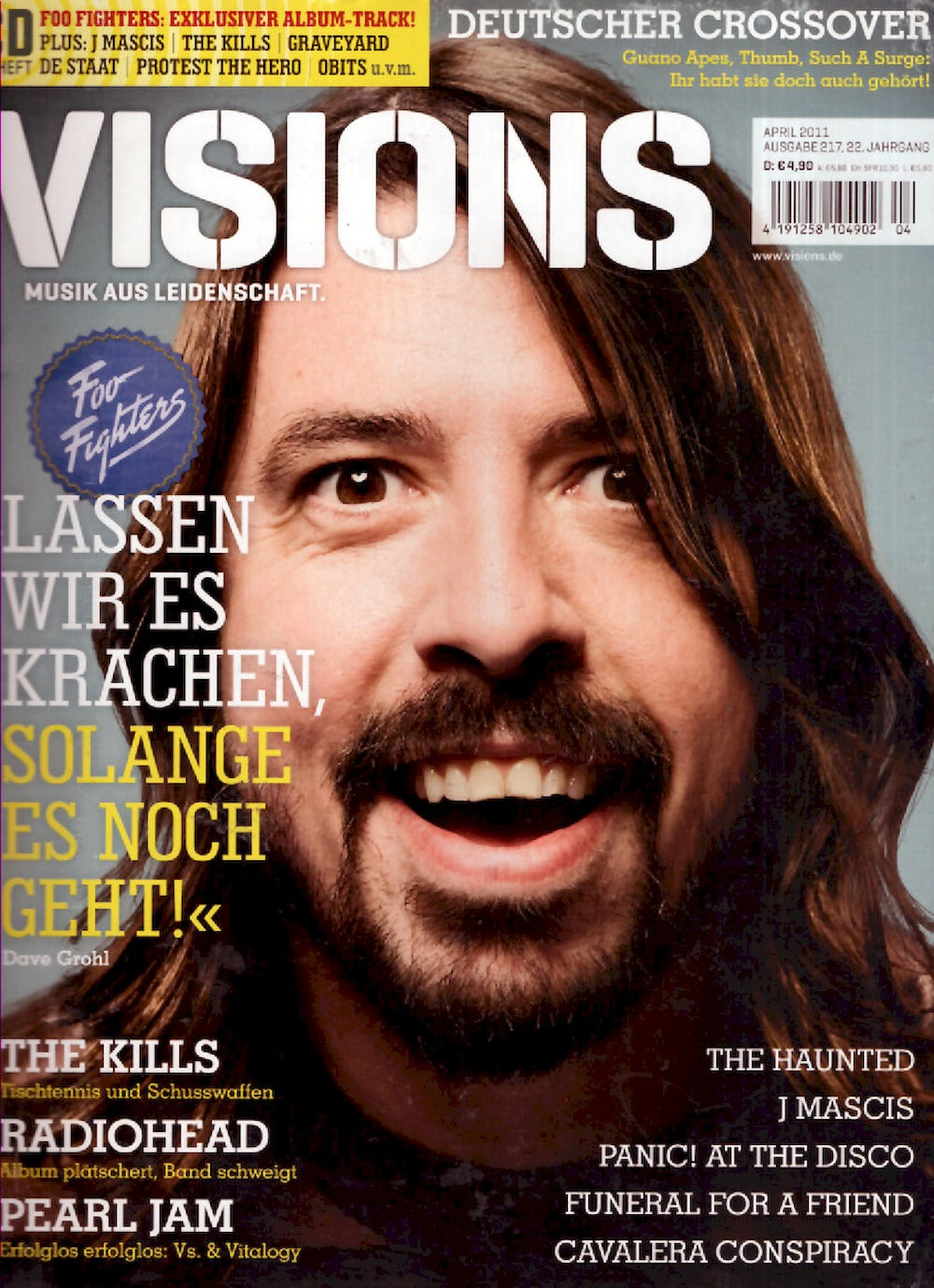 Visions Magazine Allemagne 2011-04 Dave Grohl The Kills Radiohead Pearl Jam ACCEPTABLE