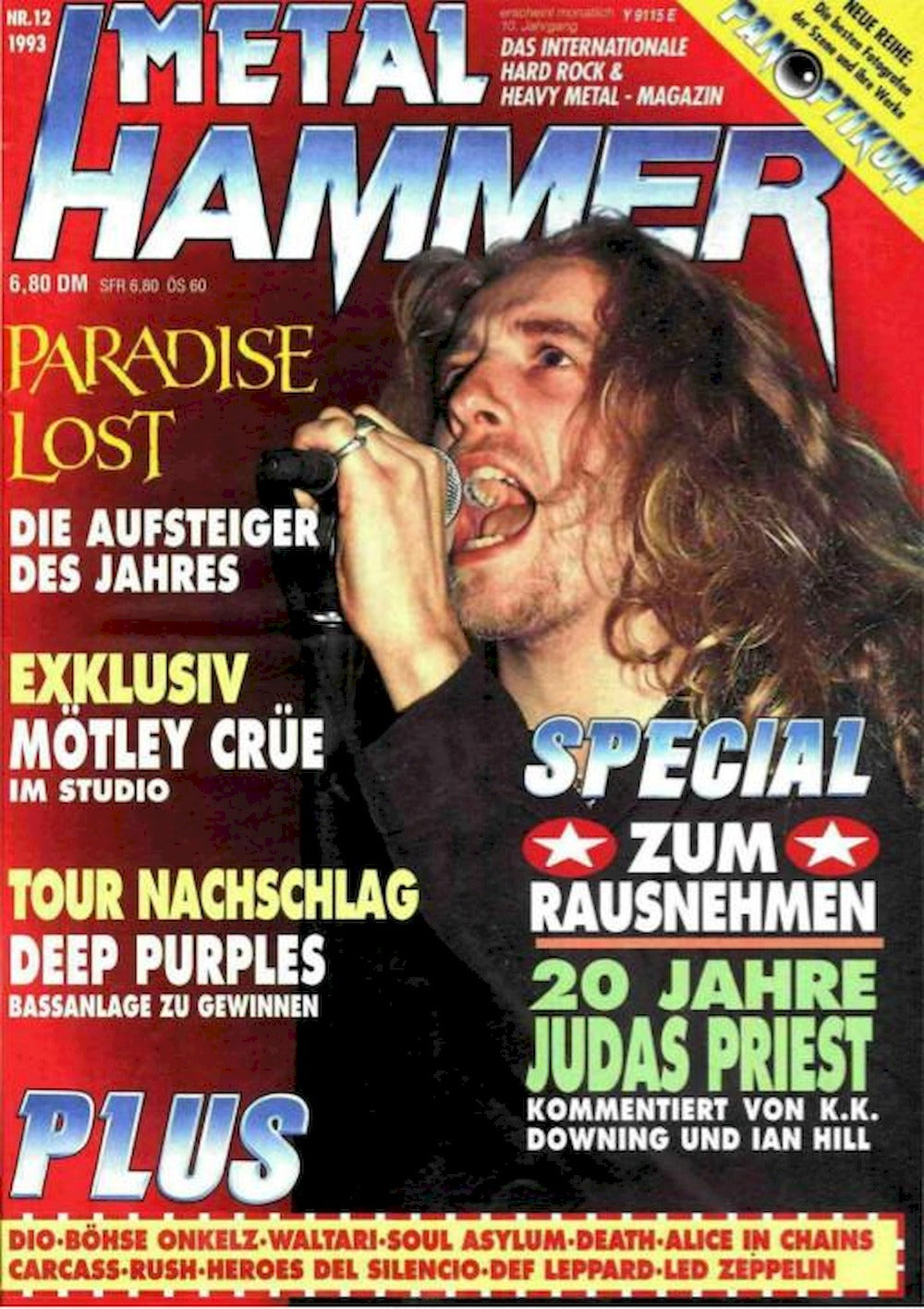 Metal Hammer Tijdschrift Duitsland 1993-12 Mötley Crüe Judas Priest Deep Purple Originele uitgave