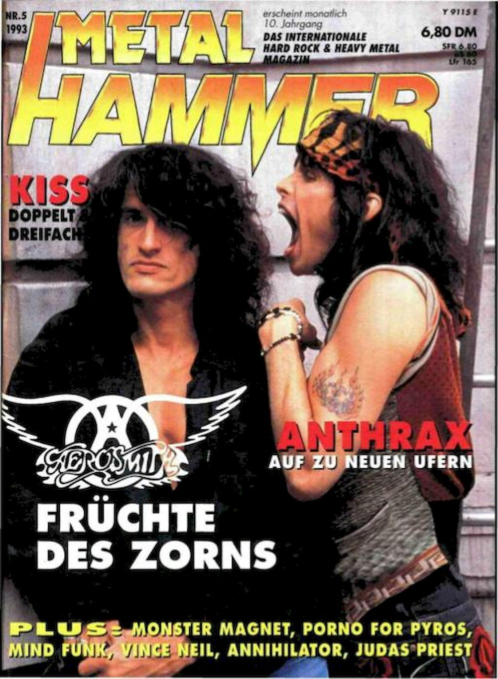 Metal Hammer Magazin Deutschland 1993-05 Aerosmith Kiss Anthrax Monster Magnet
