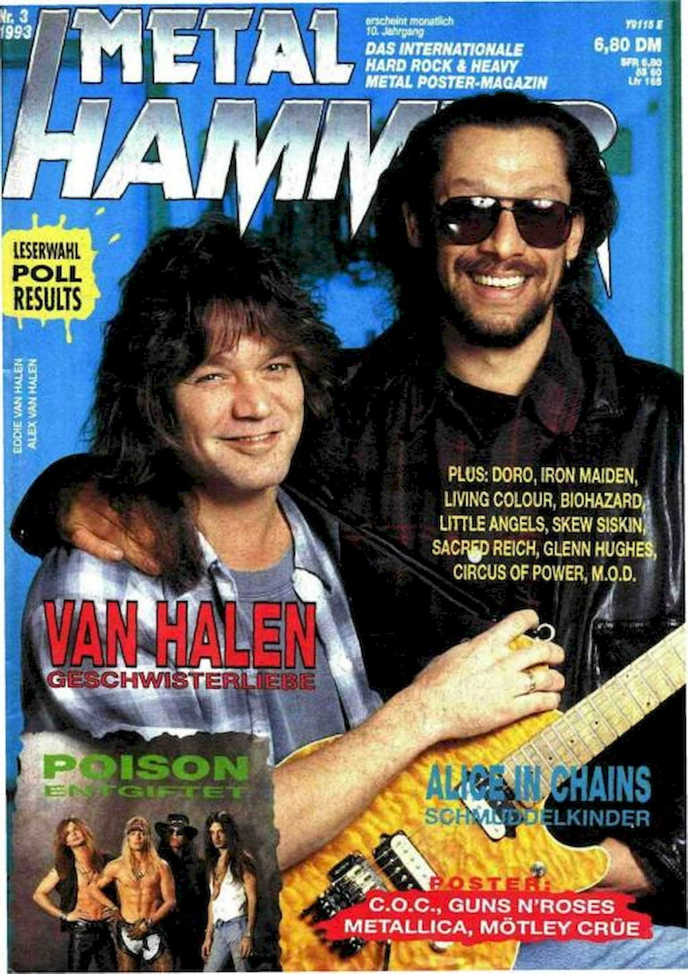Metal Hammer Magazine Germany 1993-03 – Van Halen Poison Alice In Chains – Original Print Issue