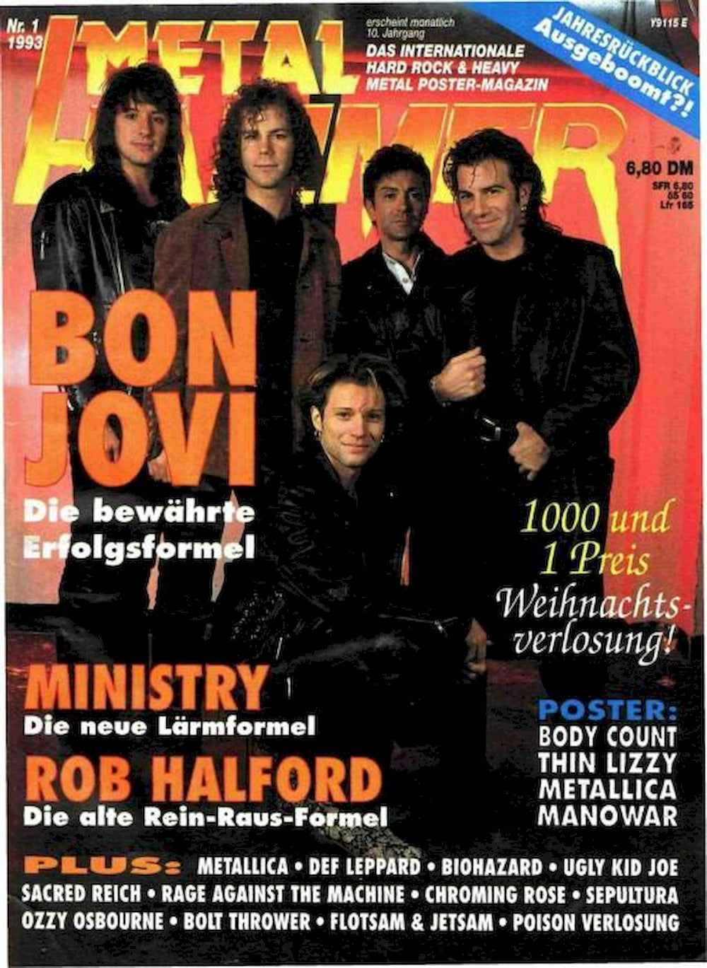 Metal Hammer Magazin Deutschland 1993-01 Bon Jovi Ministry Rob Halford Metallica