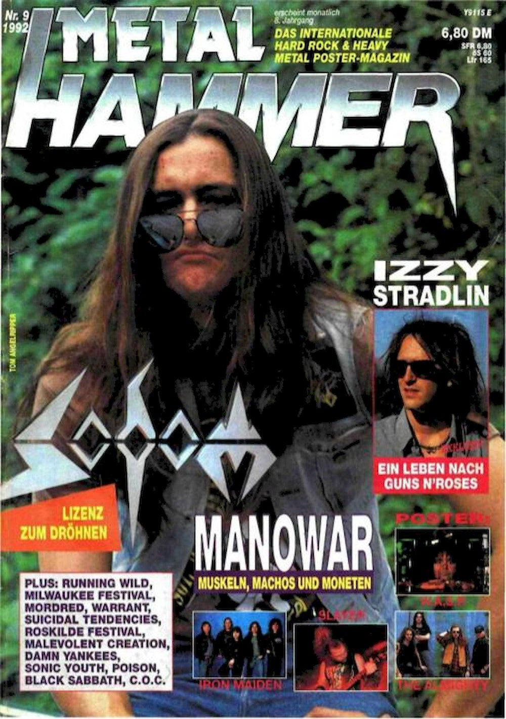 Metal Hammer Revista Alemanha 1992-09 – Sodom Manowar Izzy Stradlin Running Wild – Edição original